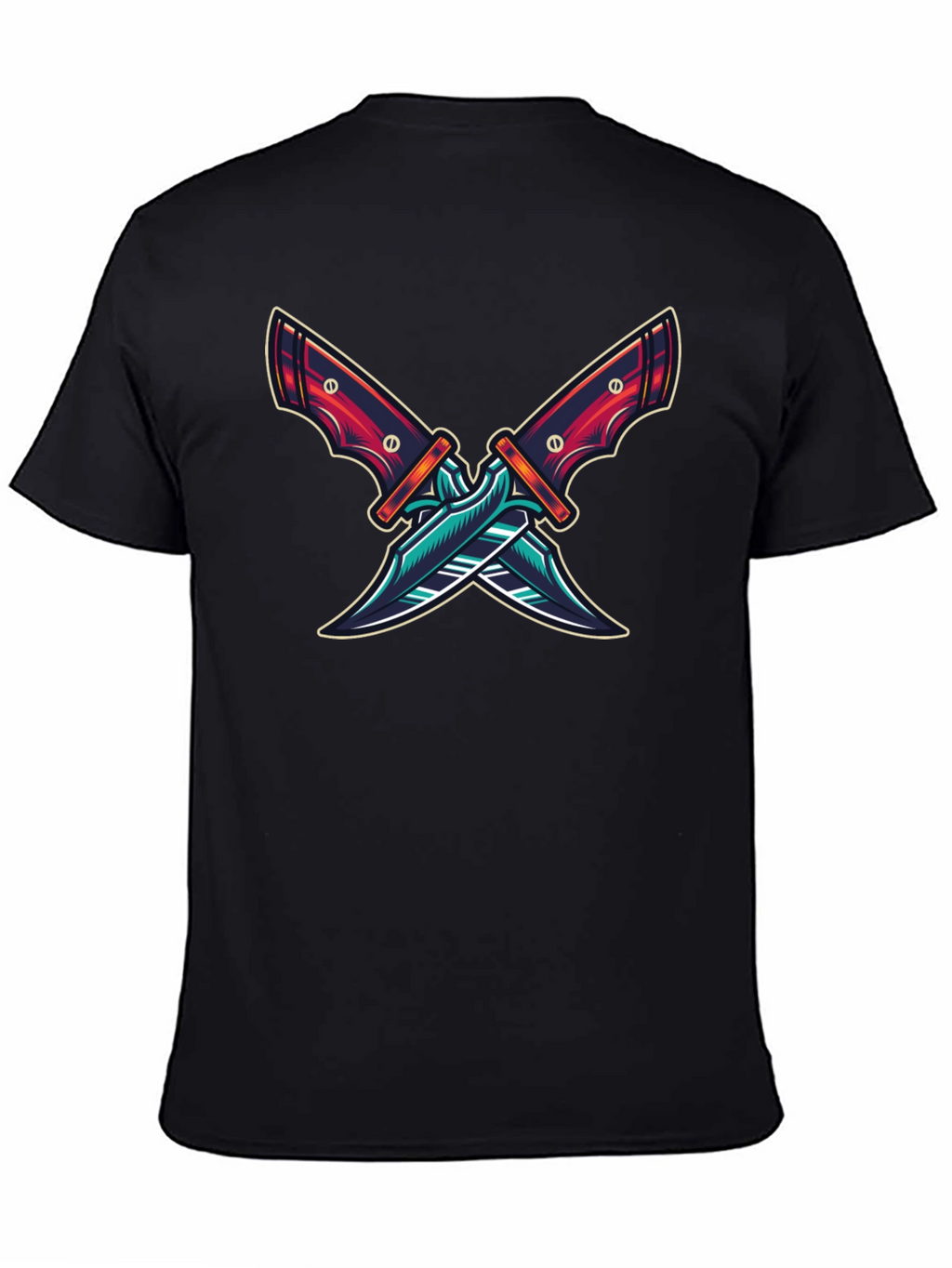 Crossed Blades Graphic T-Shirt - Edgy Design
