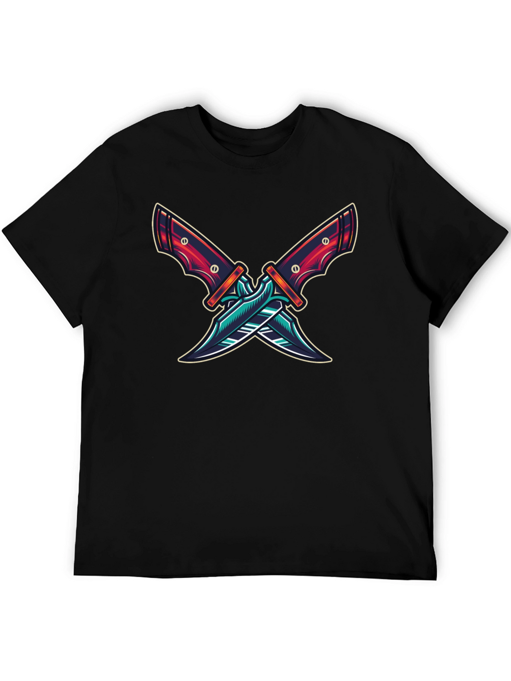 Crossed Blades Graphic T-Shirt - Edgy Design