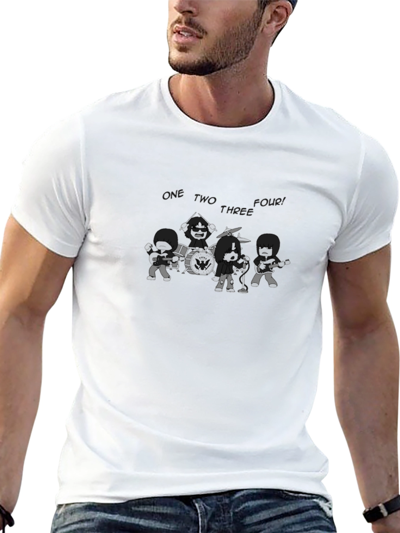 Black Cartoon Band T-Shirt
