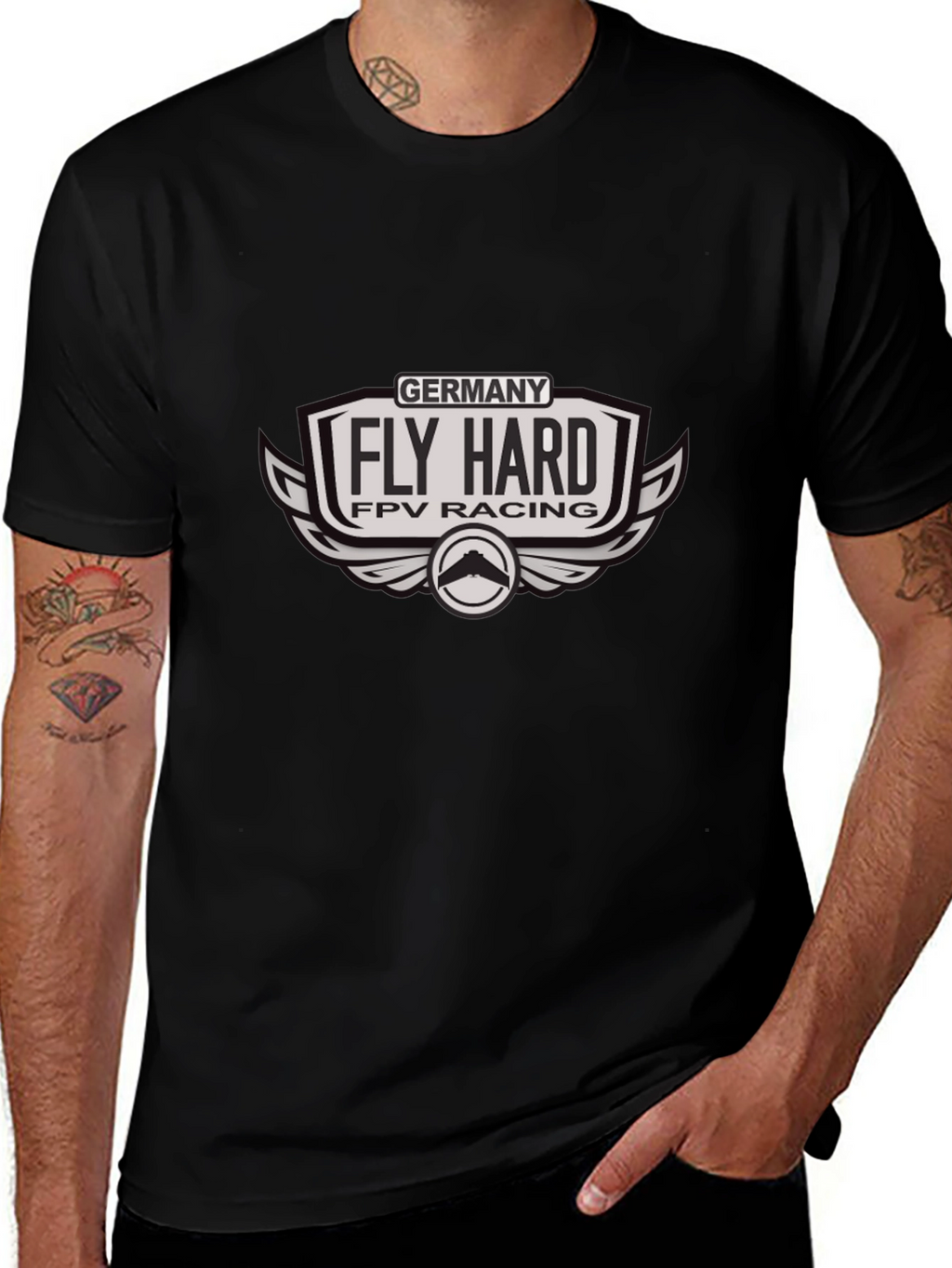 Fly Hard FPV Racing Germany Black T-Shirt