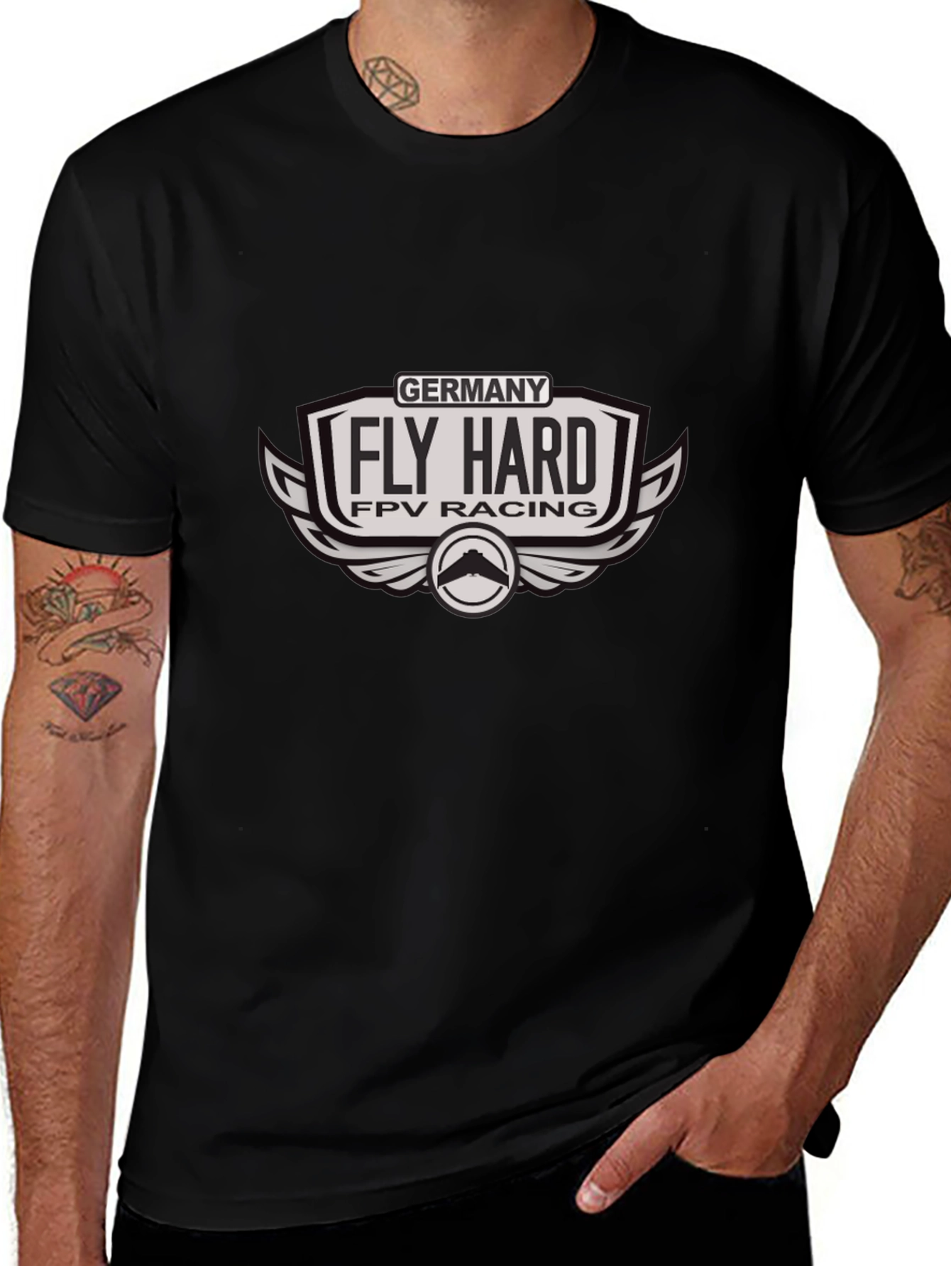 Fly Hard FPV Racing Germany Black T-Shirt