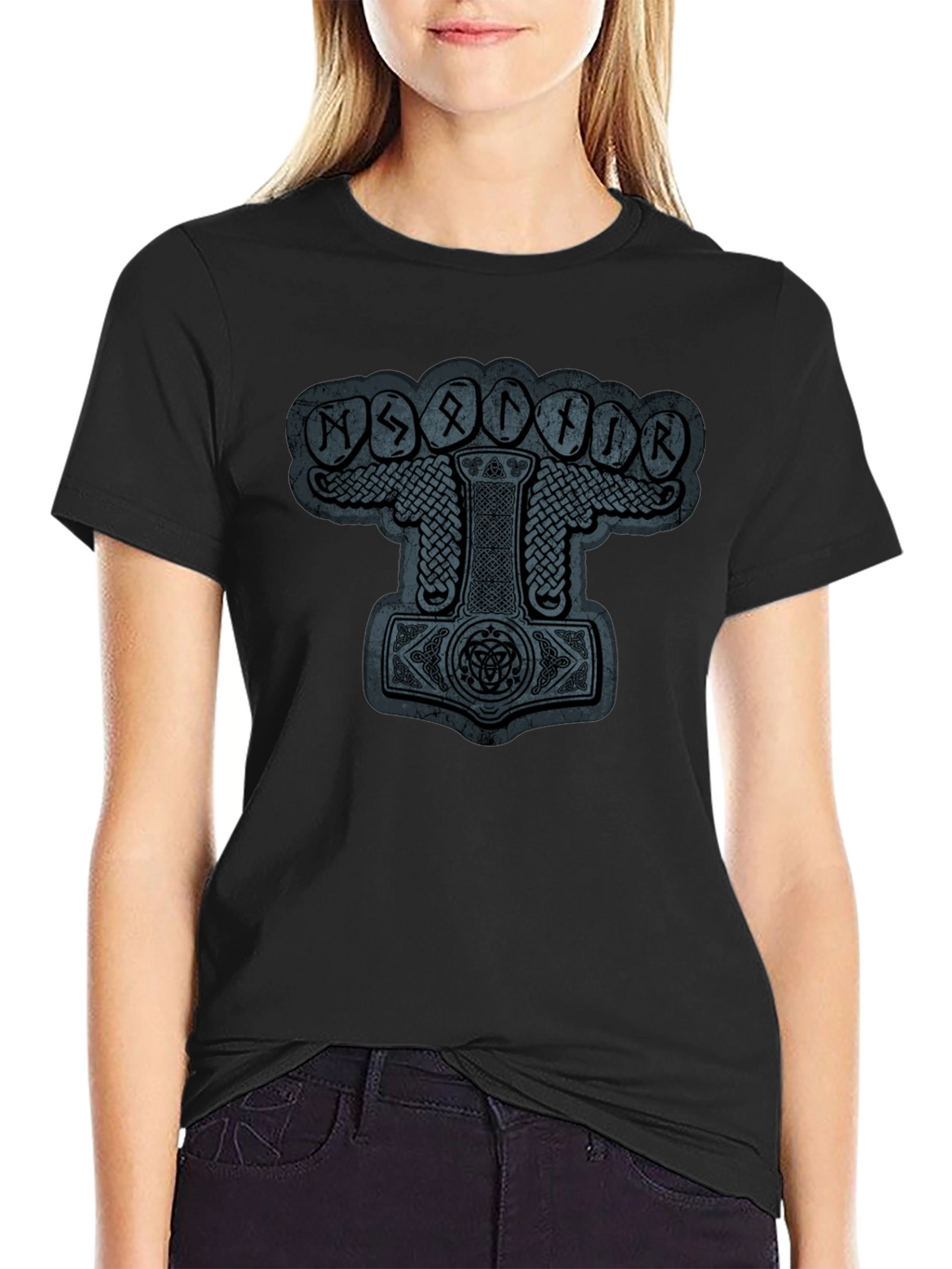 Mjollnir Viking Rune Graphic Black T-Shirt