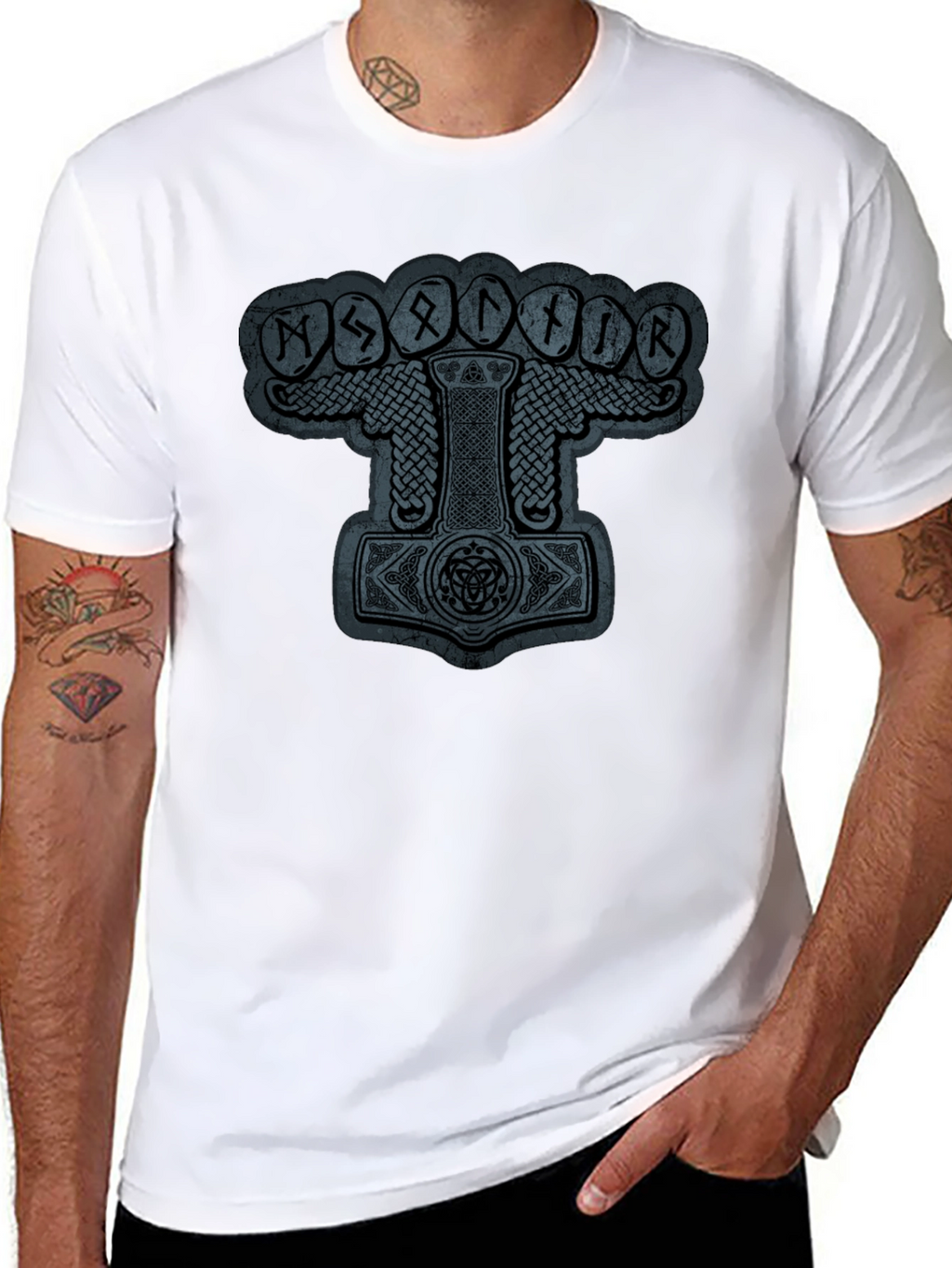 Mjollnir Viking Rune Graphic Black T-Shirt