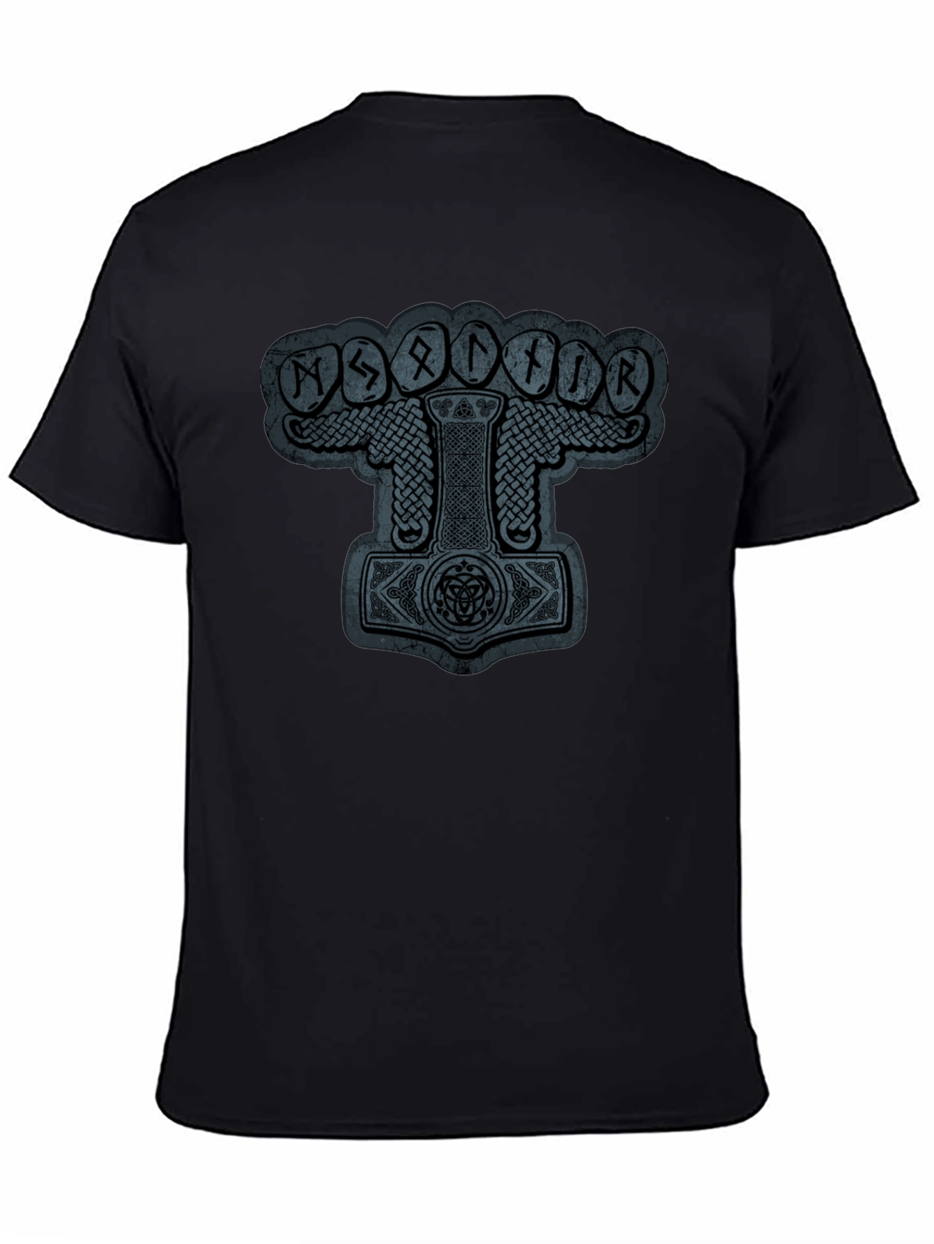 Mjollnir Viking Rune Graphic Black T-Shirt
