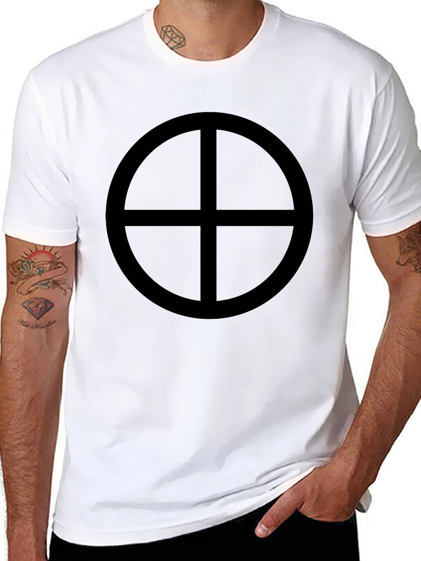 Black Circle Cross Graphic Tee - Stylish Casual Wear