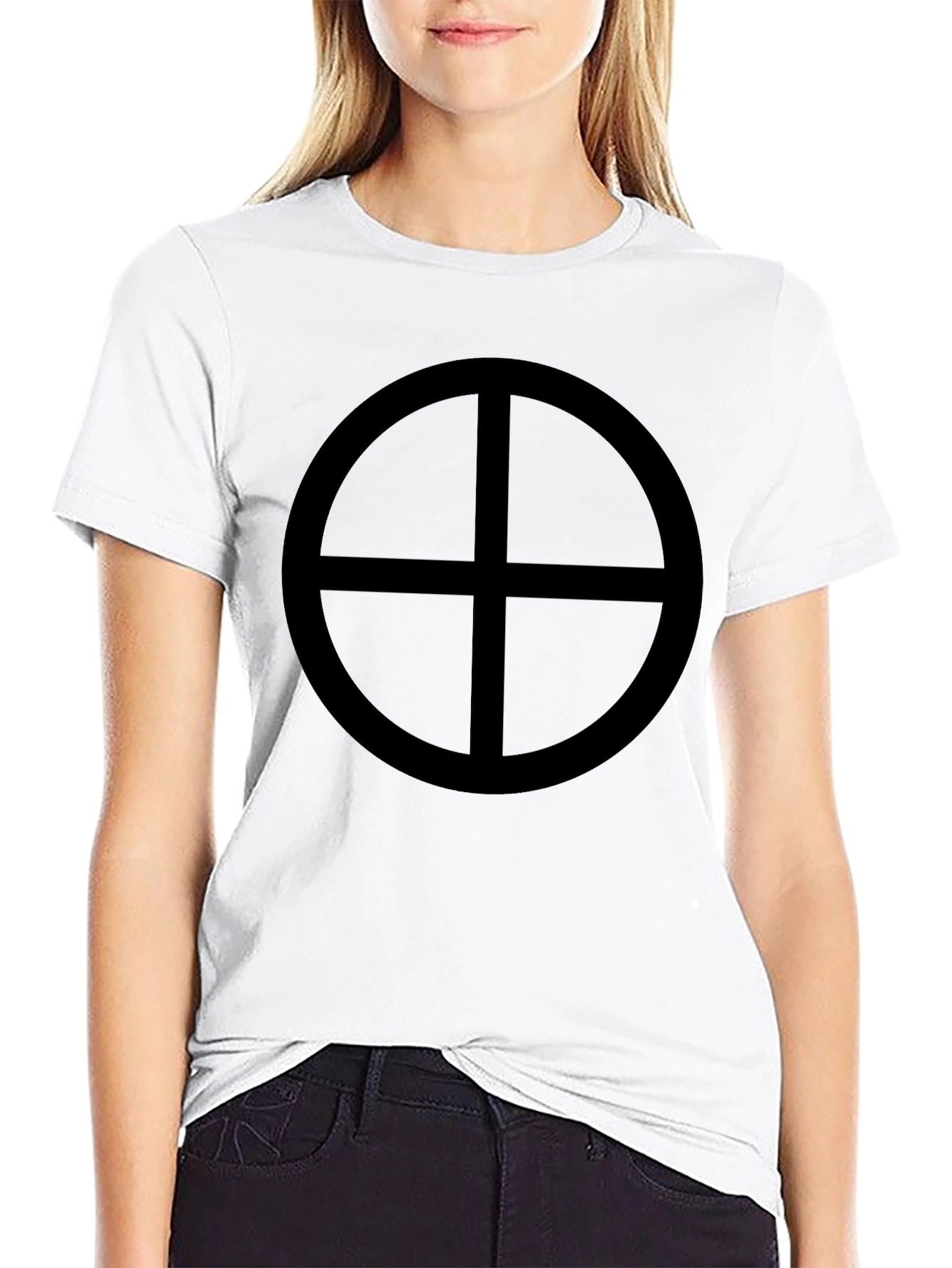 Black Circle Cross Graphic Tee - Stylish Casual Wear