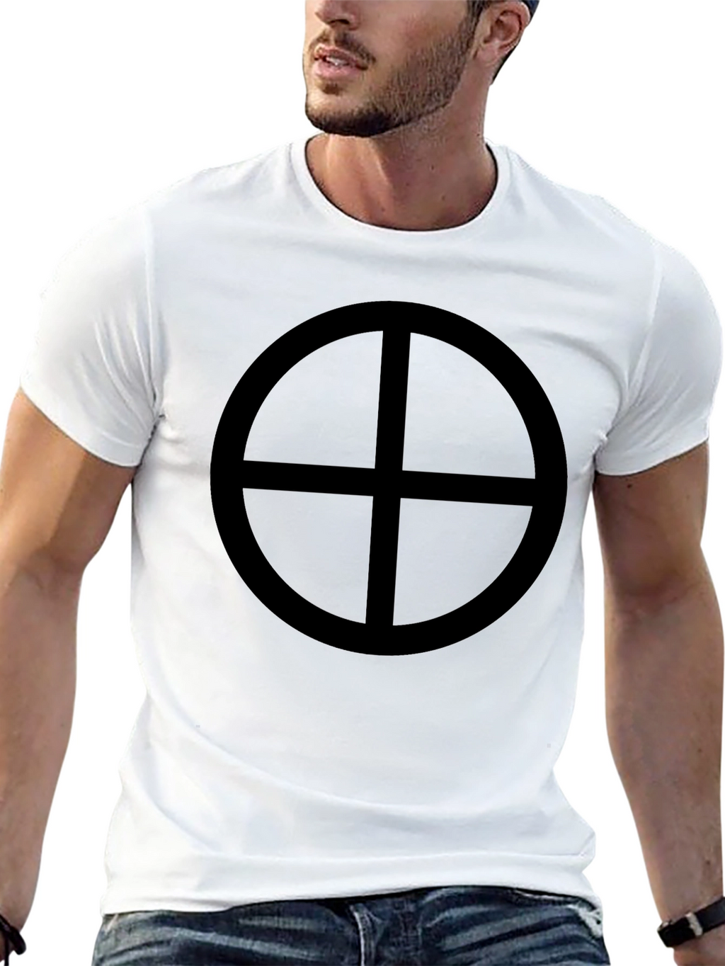 Black Circle Cross Graphic Tee - Stylish Casual Wear