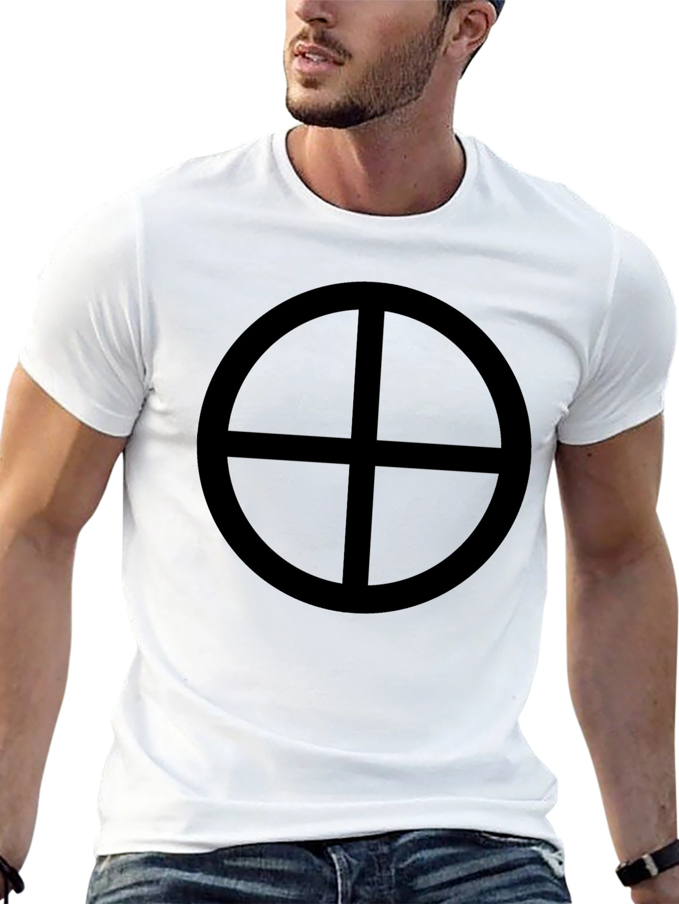 Black Circle Cross Graphic Tee - Stylish Casual Wear