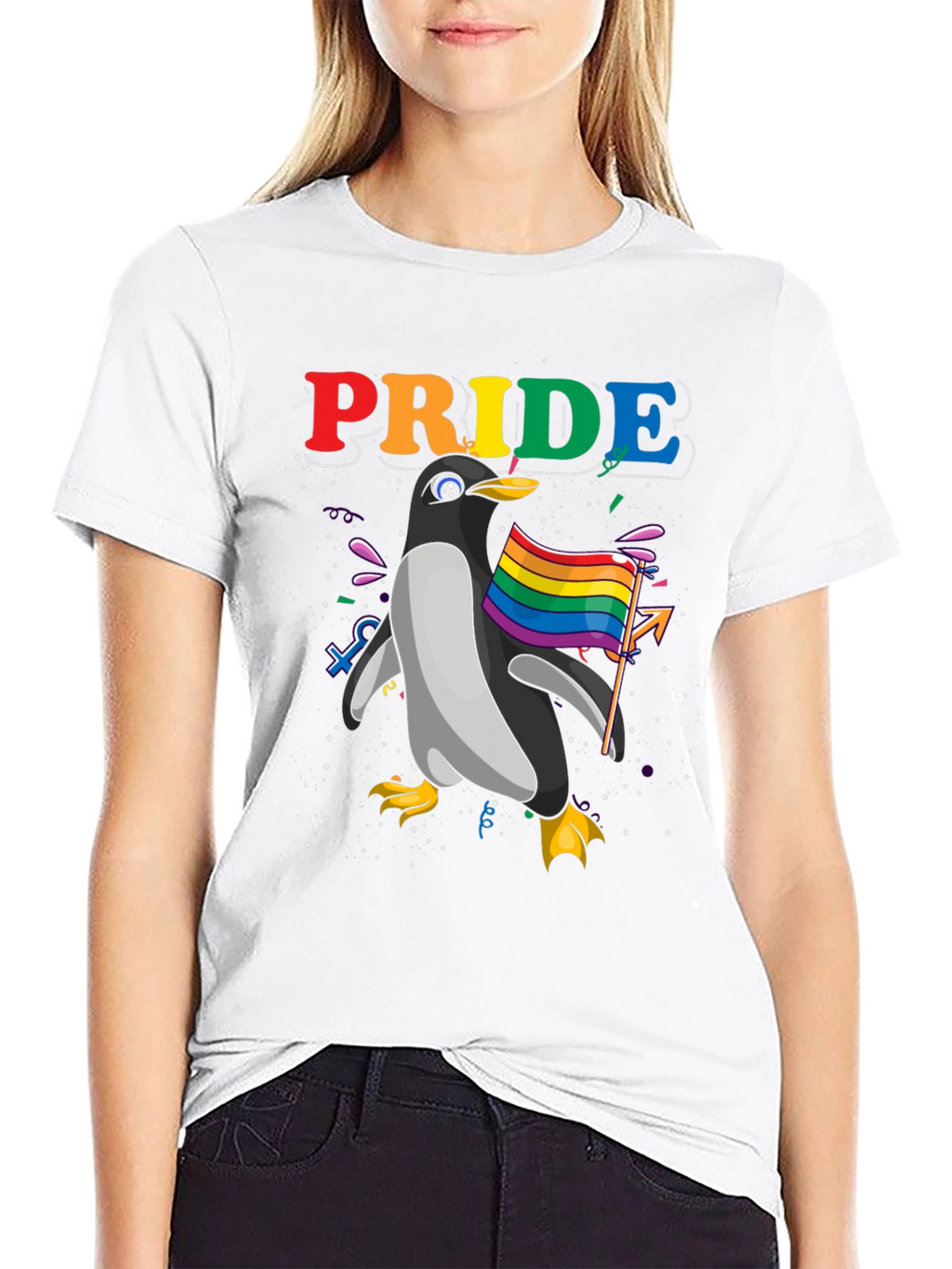 Pride Penguin Graphic Tee - Black Unisex T-Shirt
