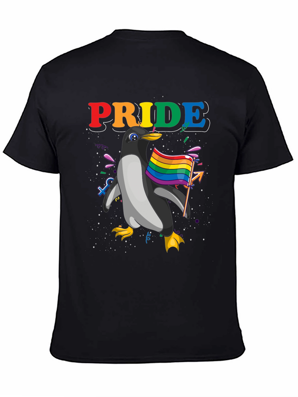 Pride Penguin Graphic Tee - Black Unisex T-Shirt