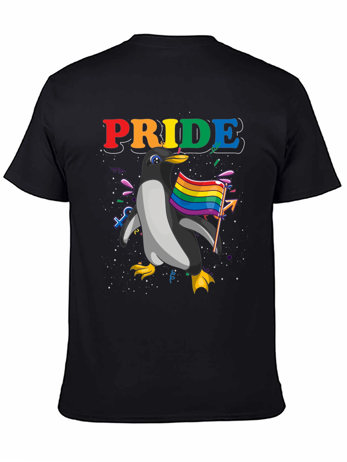 Pride Penguin Graphic Tee - Black Unisex T-Shirt