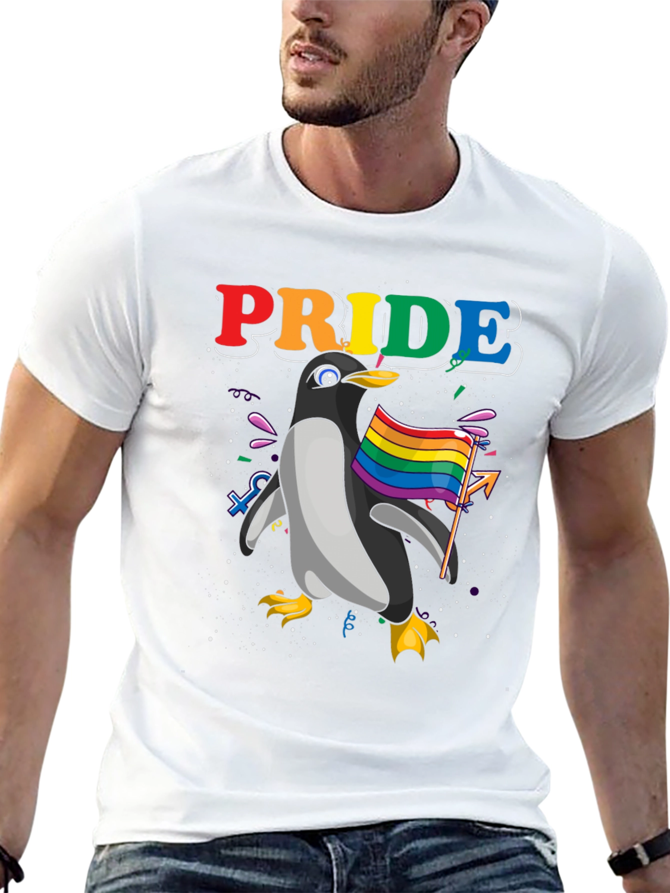 Pride Penguin Graphic Tee - Black Unisex T-Shirt