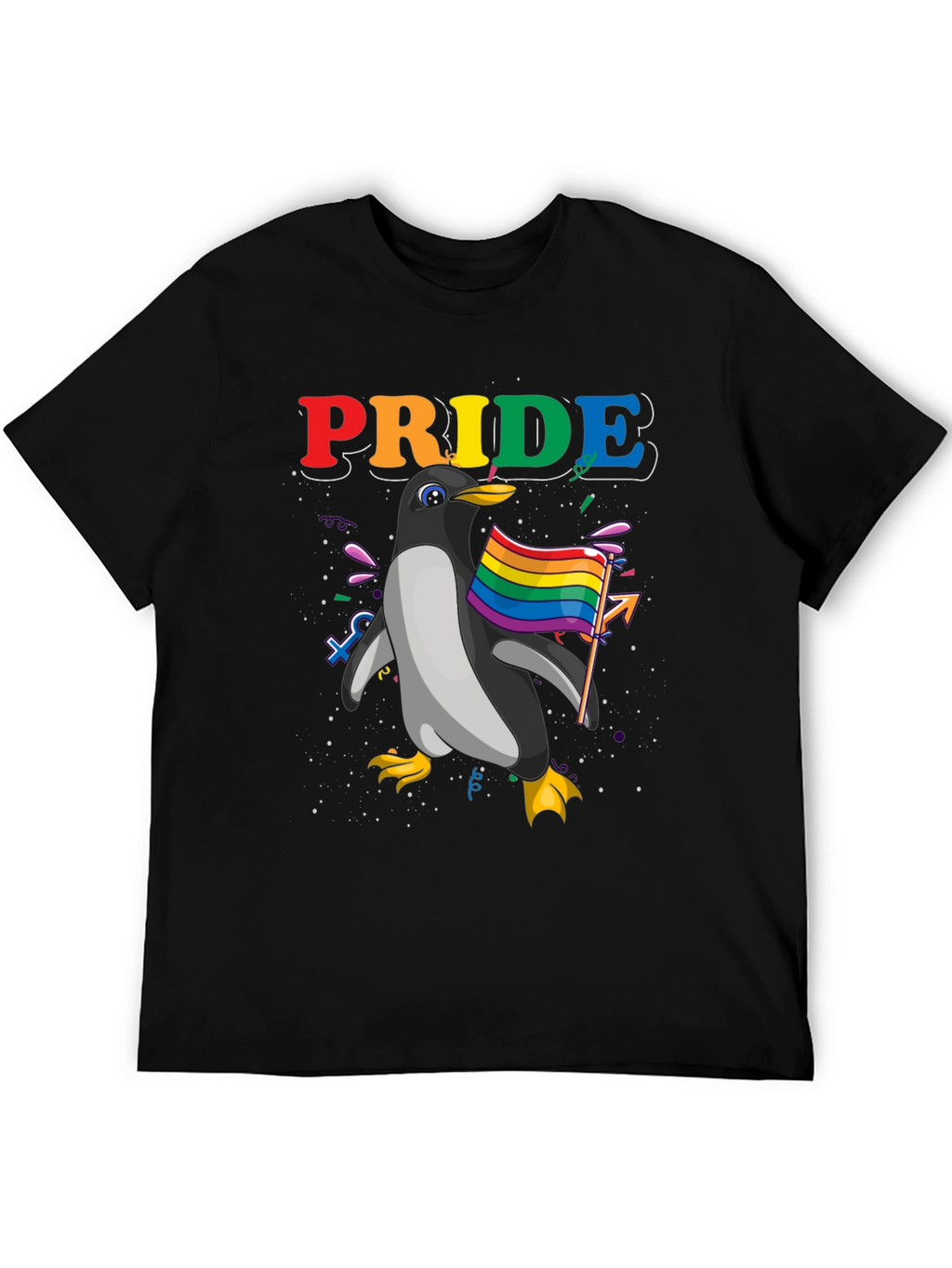 Pride Penguin Graphic Tee - Black Unisex T-Shirt