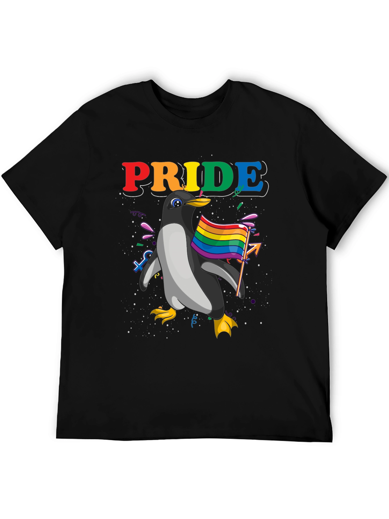 Pride Penguin Graphic Tee - Black Unisex T-Shirt