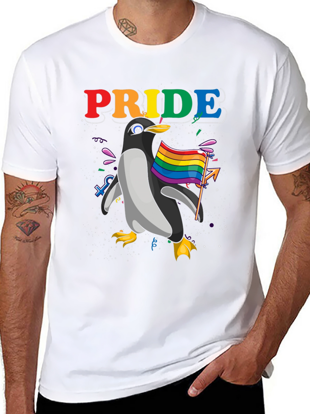 Pride Penguin Graphic Tee - Black Unisex T-Shirt
