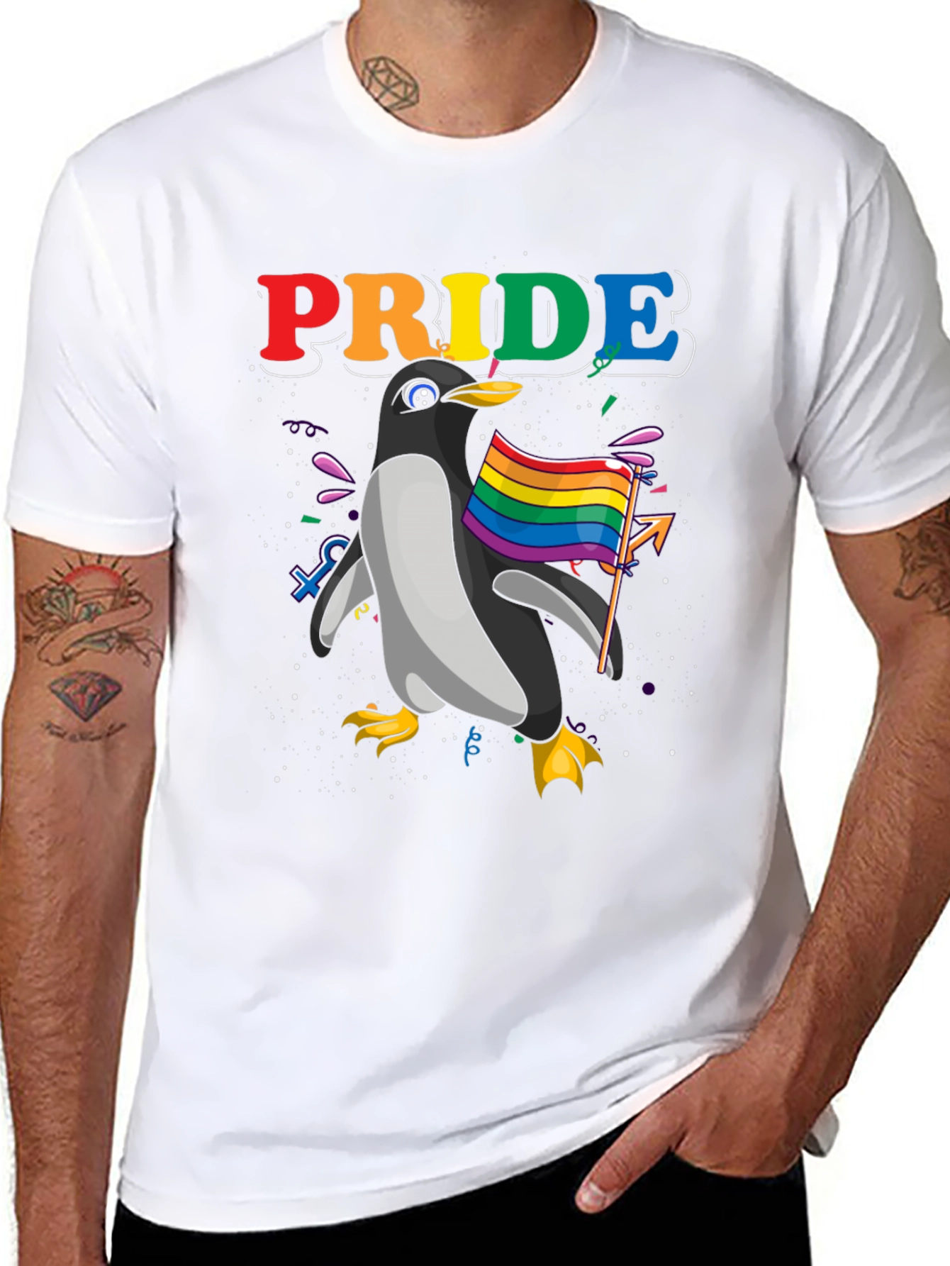 Pride Penguin Graphic Tee - Black Unisex T-Shirt