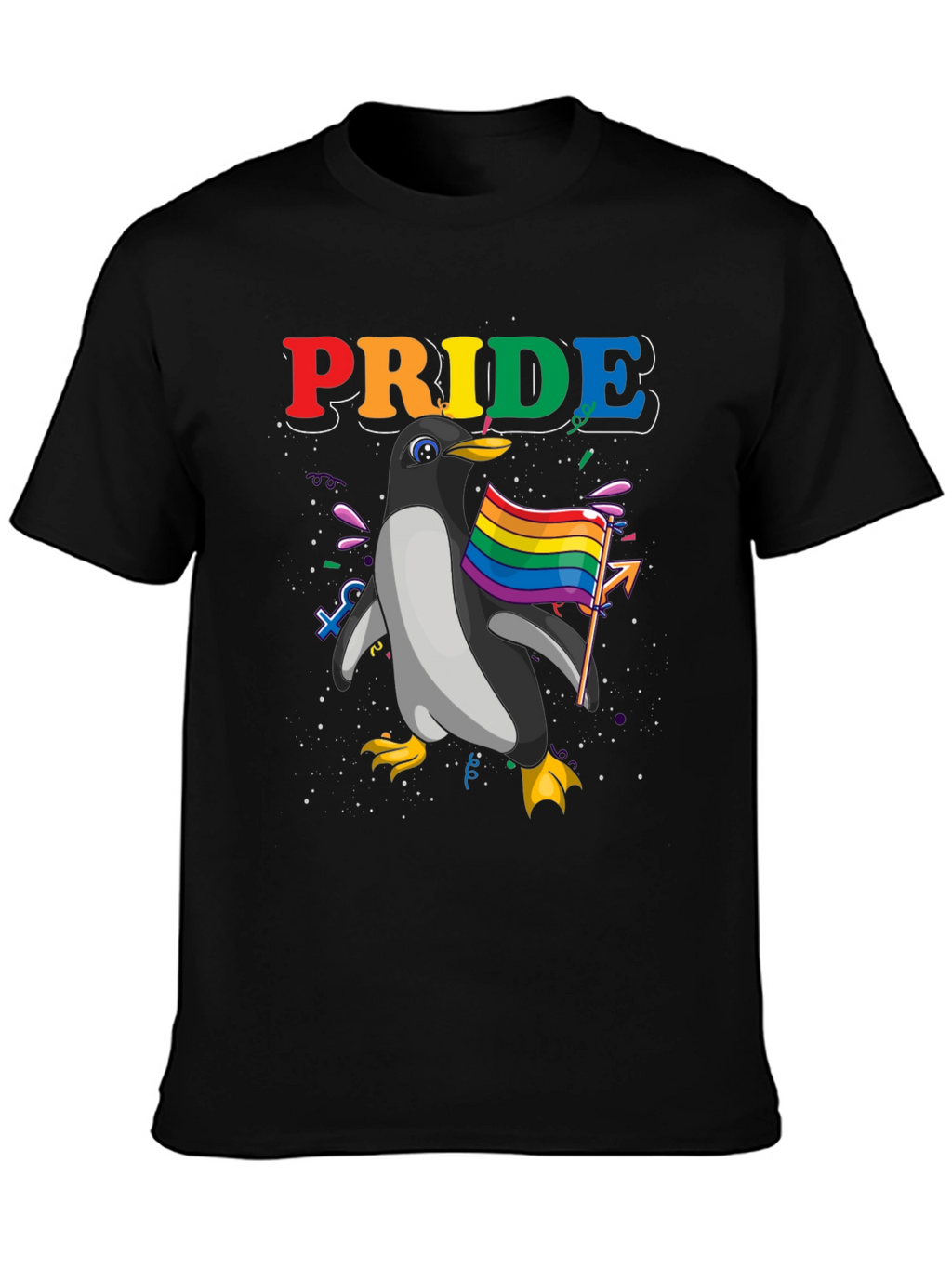 Pride Penguin Graphic Tee - Black Unisex T-Shirt