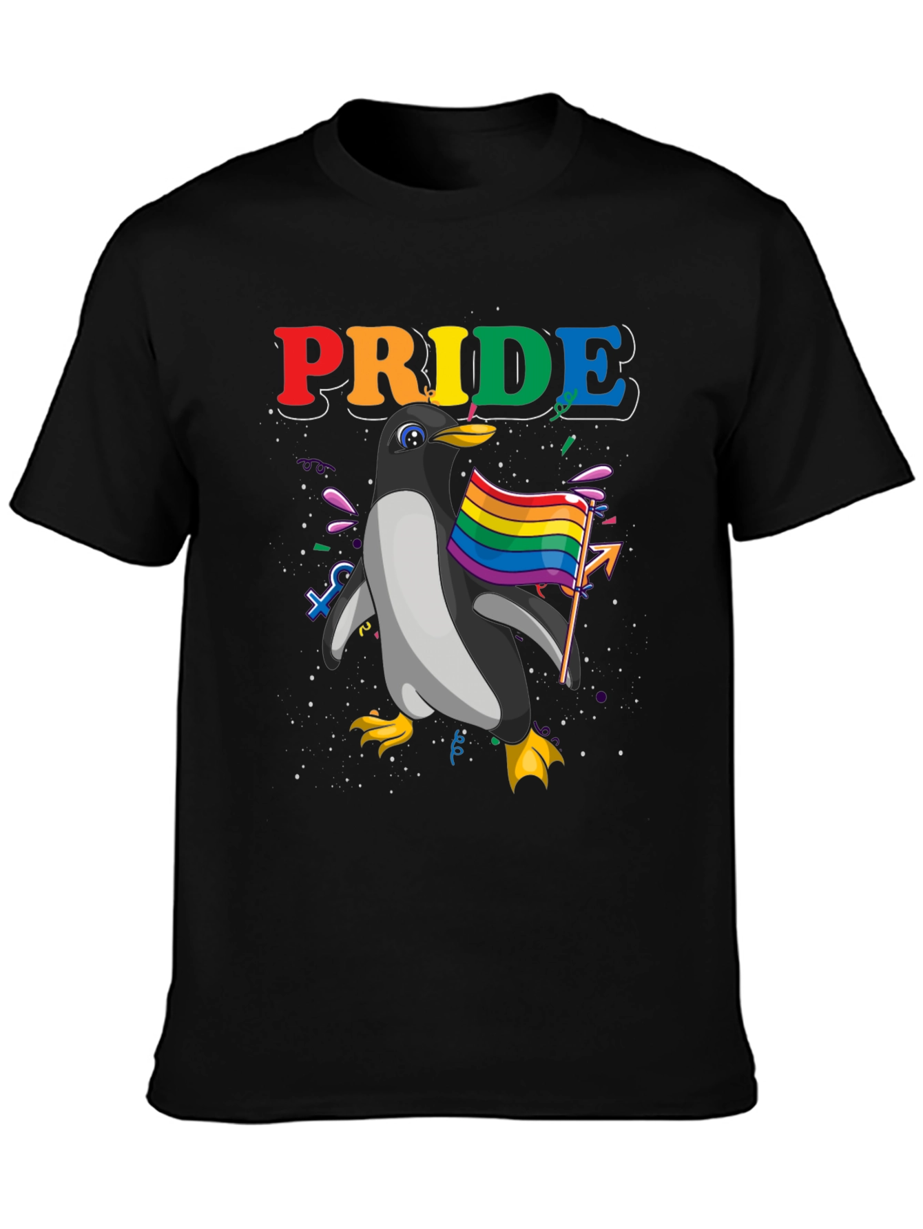 Pride Penguin Graphic Tee - Black Unisex T-Shirt