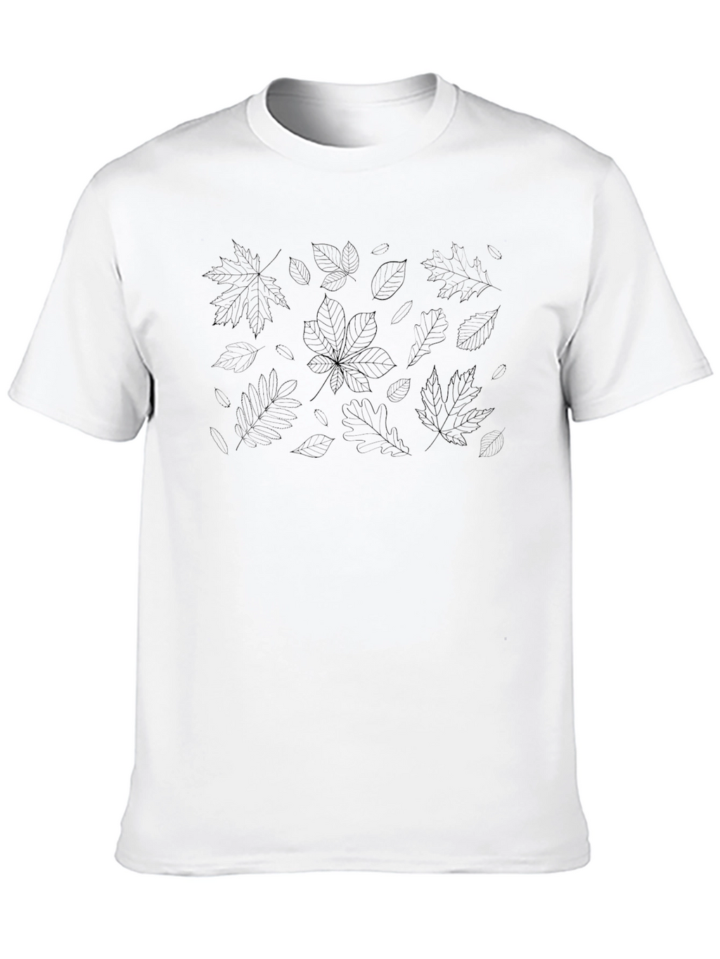 Mens Black T-Shirt with Subtle Leaf Pattern