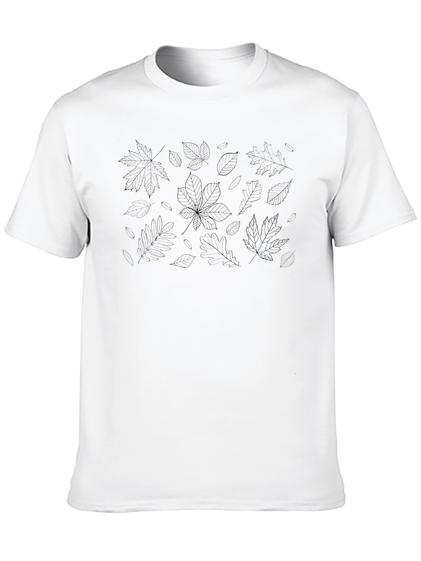 Mens Black T-Shirt with Subtle Leaf Pattern