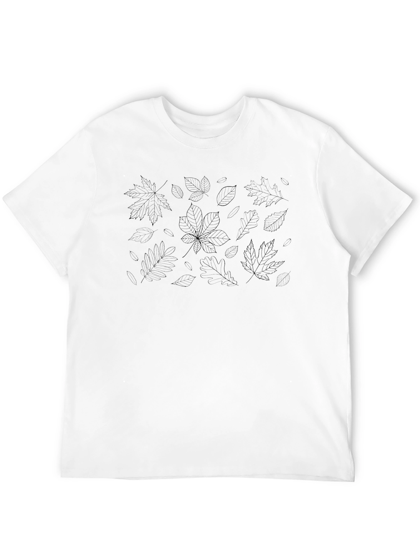 Mens Black T-Shirt with Subtle Leaf Pattern