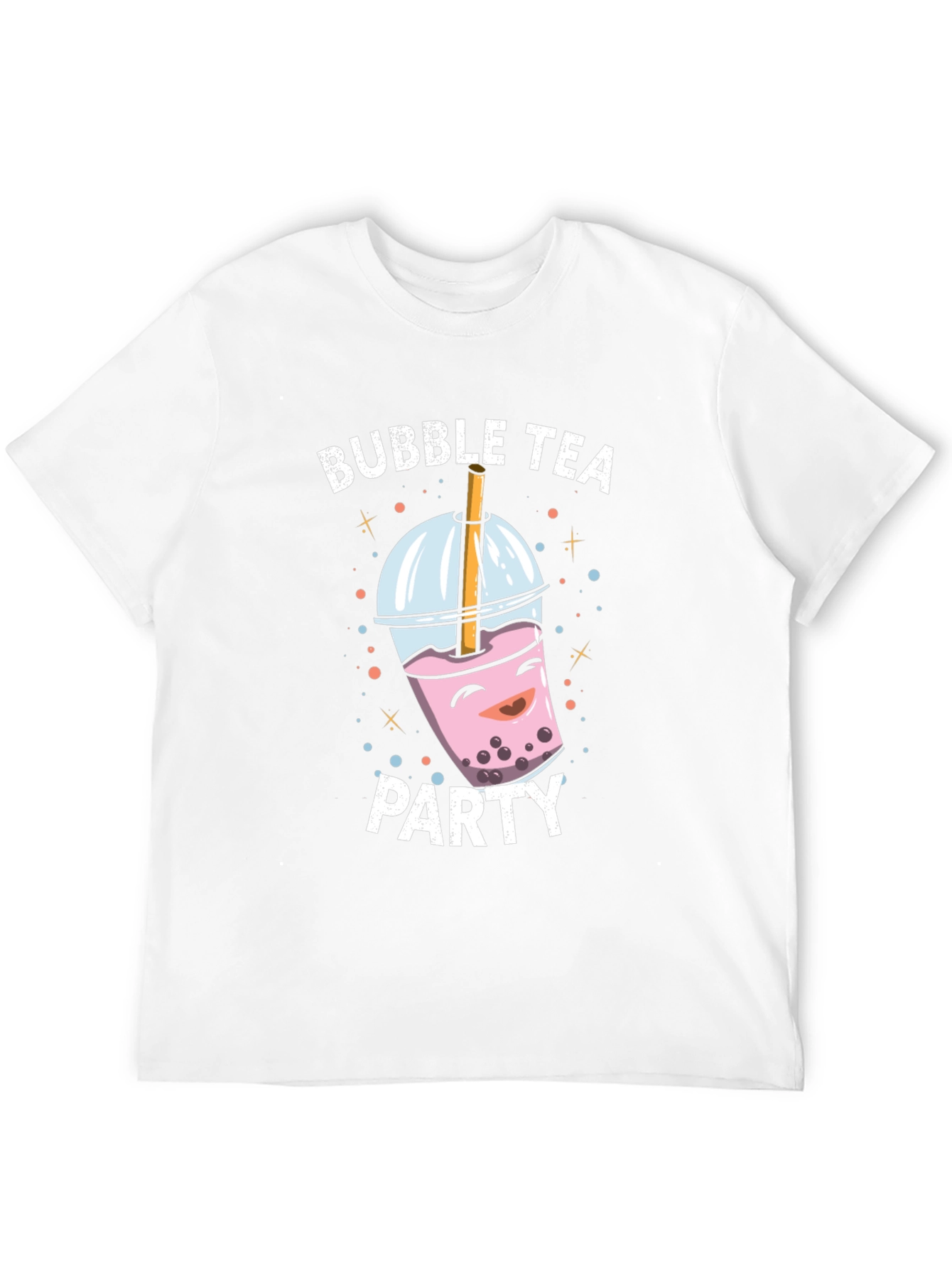 Bubble Tea Party Graphic Tee - Black Cotton T-Shirt