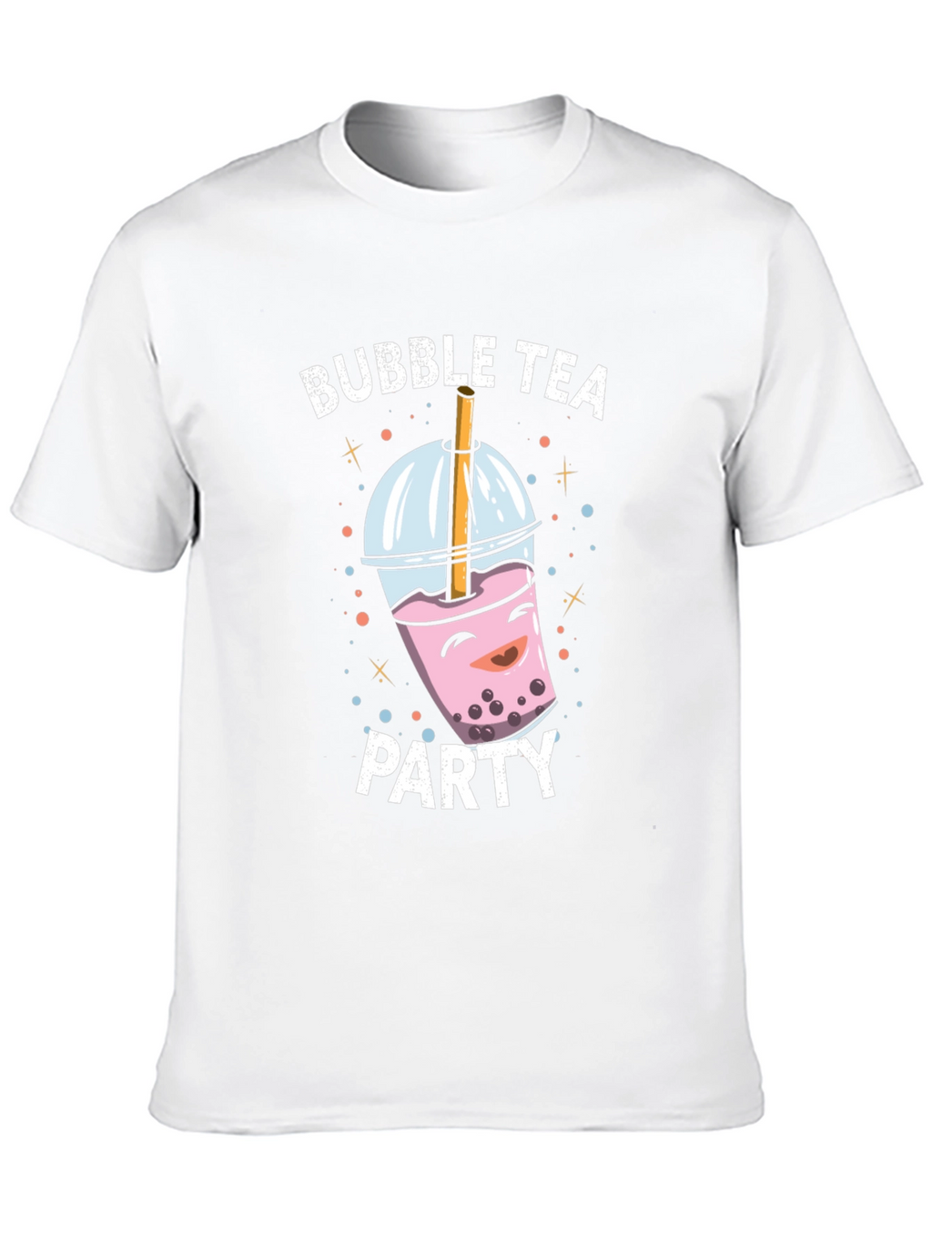 Bubble Tea Party Graphic Tee - Black Cotton T-Shirt