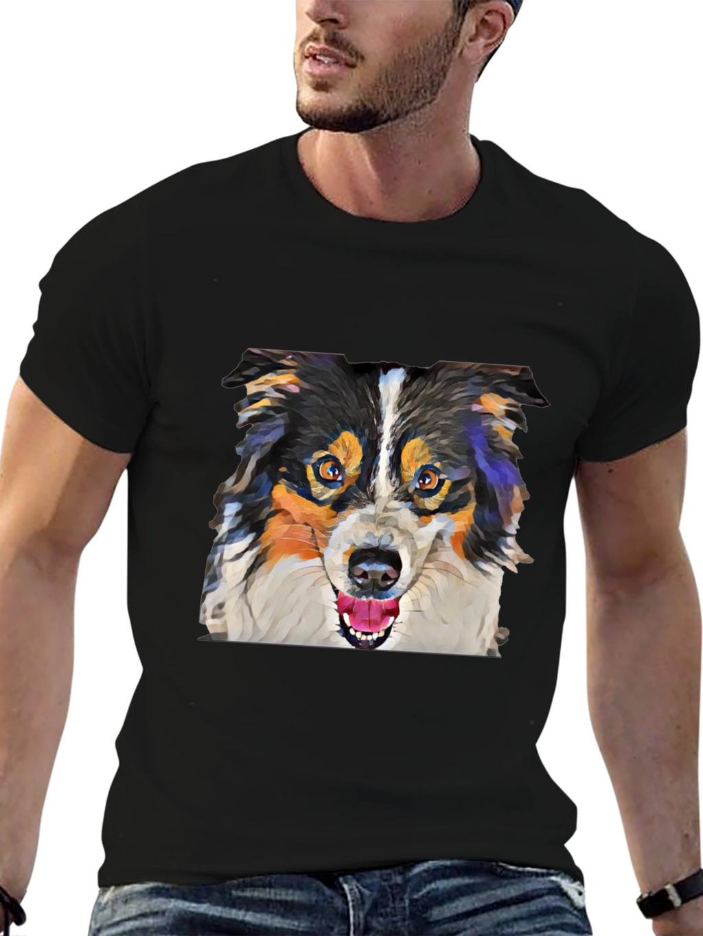 Polygon Dog Art T-Shirt – Colorful Geometric Dog Graphic Tee