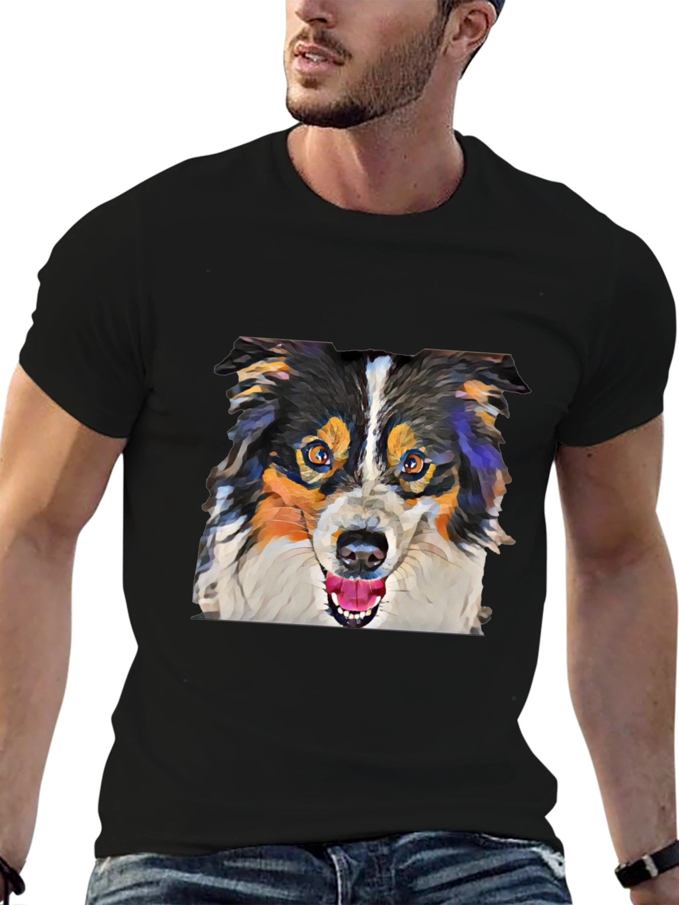 Polygon Dog Art T-Shirt – Colorful Geometric Dog Graphic Tee