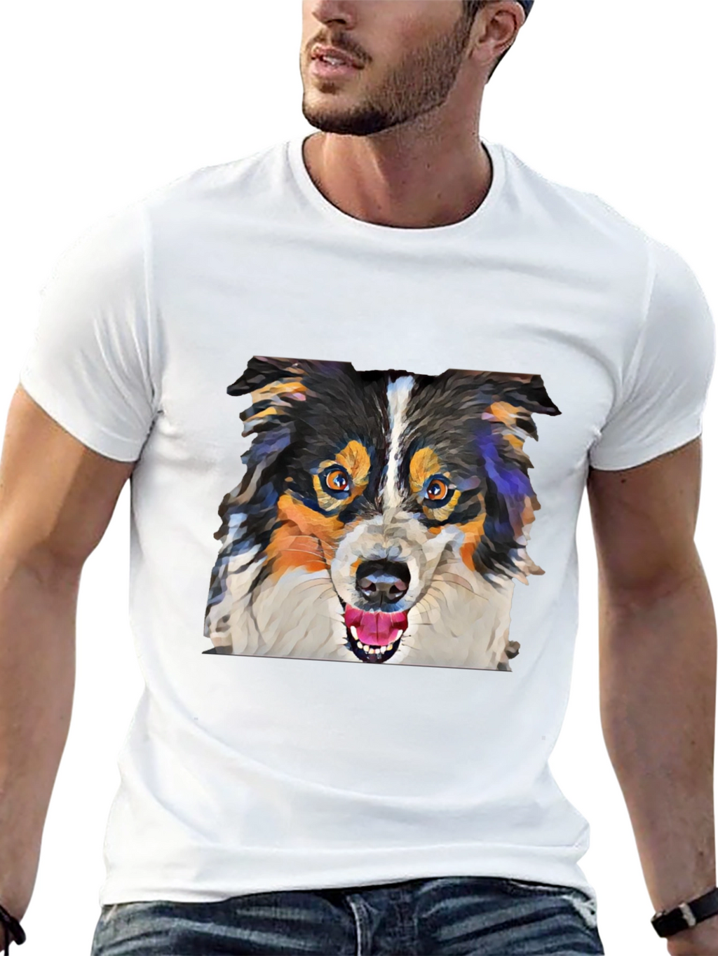 Polygon Dog Art T-Shirt – Colorful Geometric Dog Graphic Tee