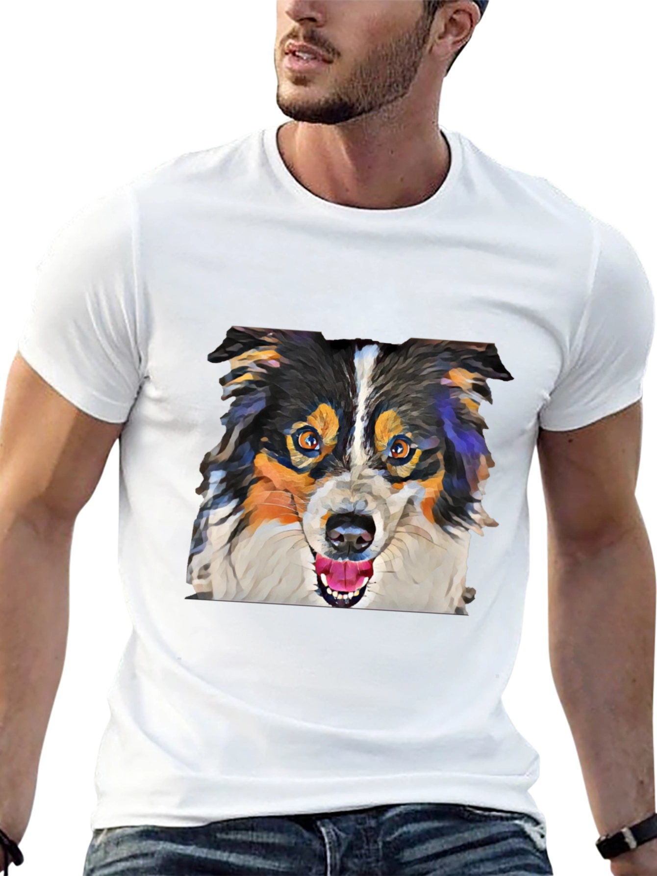 Polygon Dog Art T-Shirt – Colorful Geometric Dog Graphic Tee