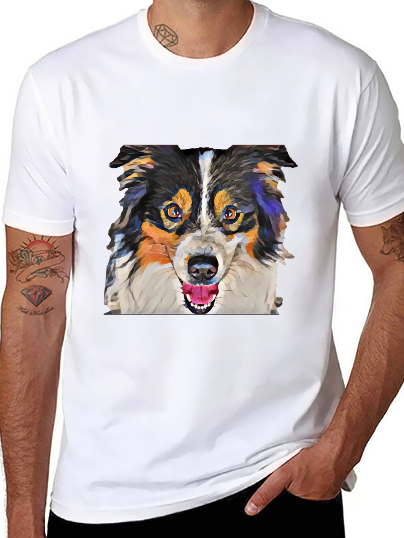 Polygon Dog Art T-Shirt – Colorful Geometric Dog Graphic Tee
