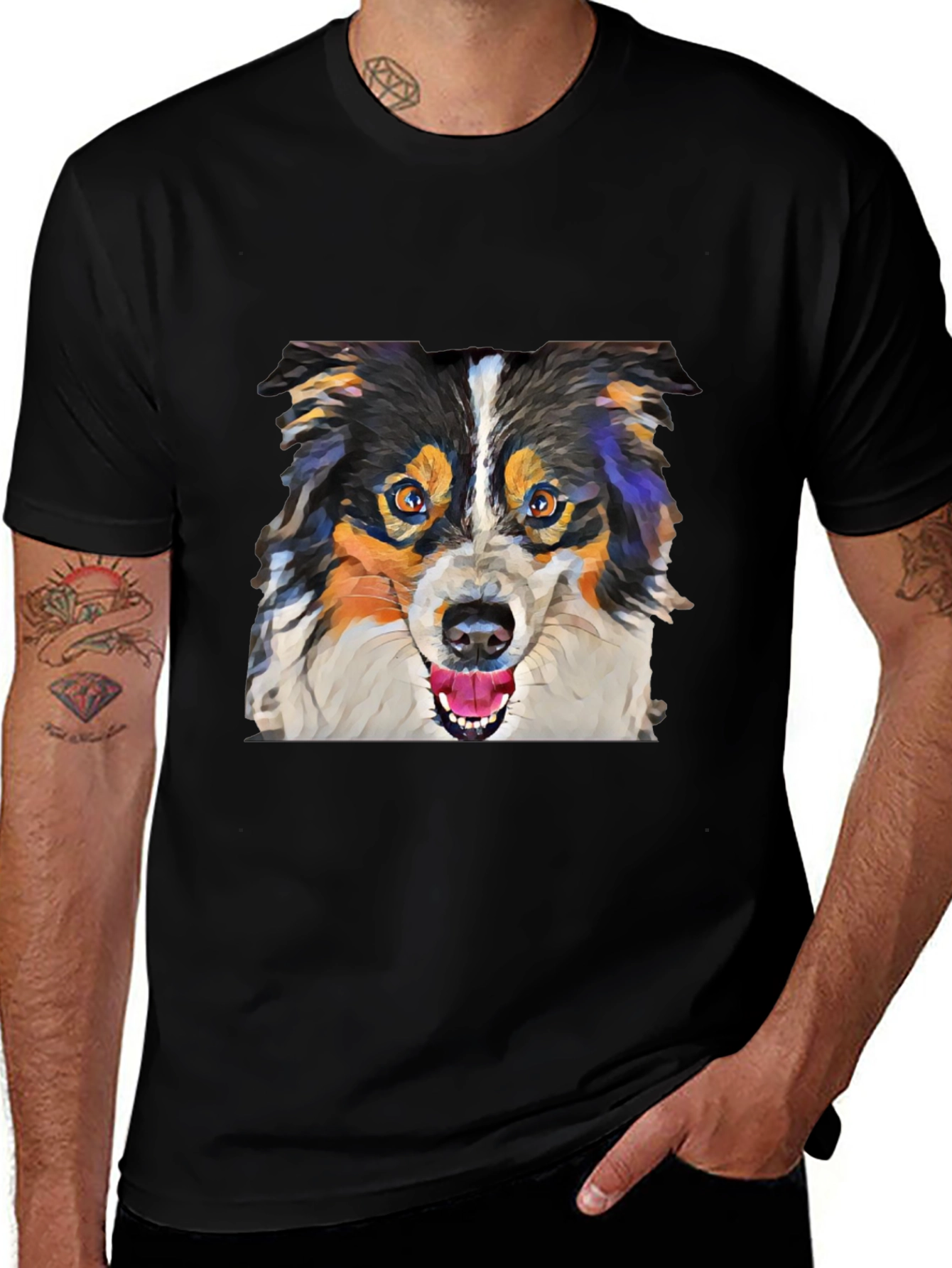 Polygon Dog Art T-Shirt – Colorful Geometric Dog Graphic Tee