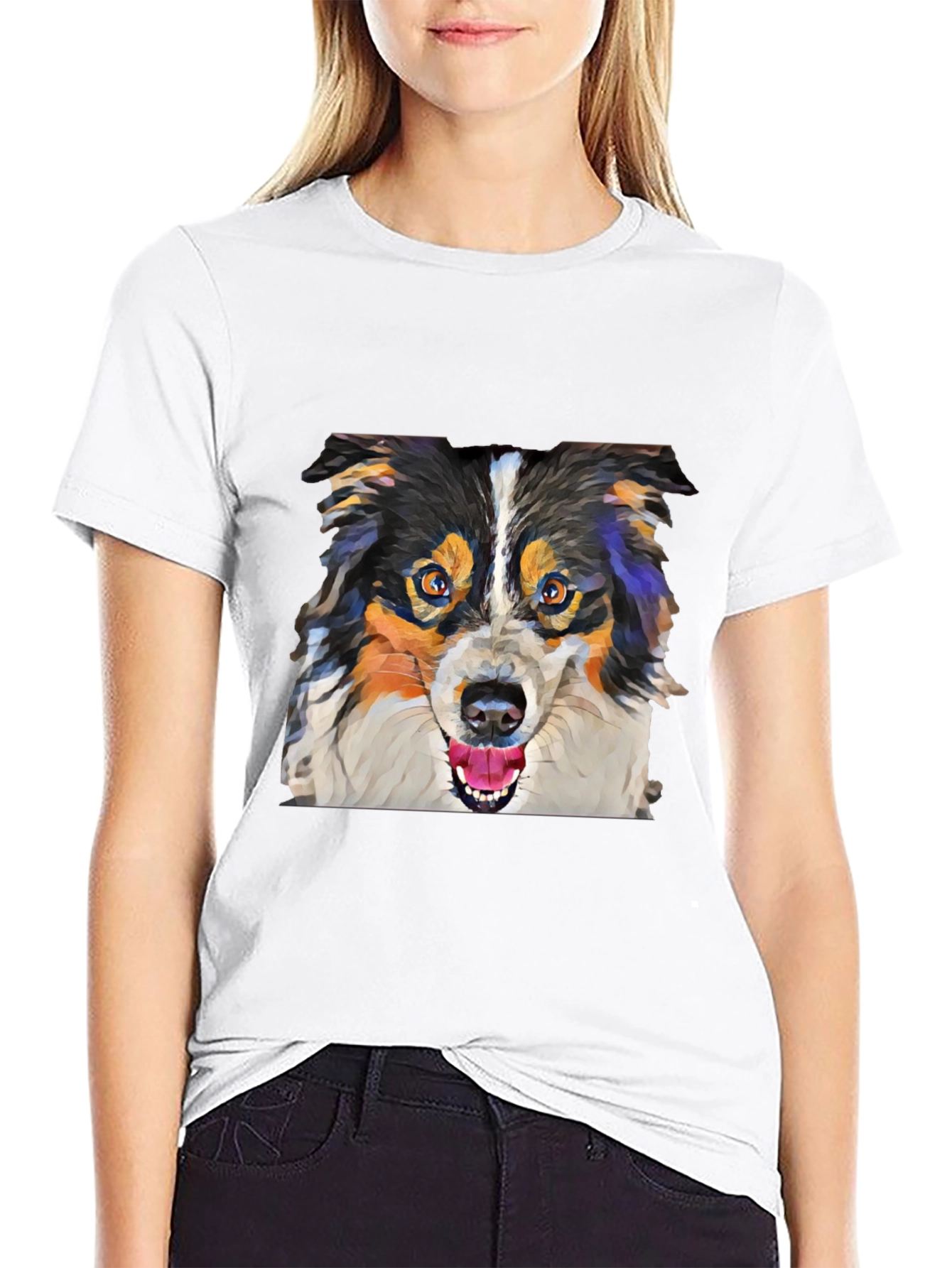 Polygon Dog Art T-Shirt – Colorful Geometric Dog Graphic Tee