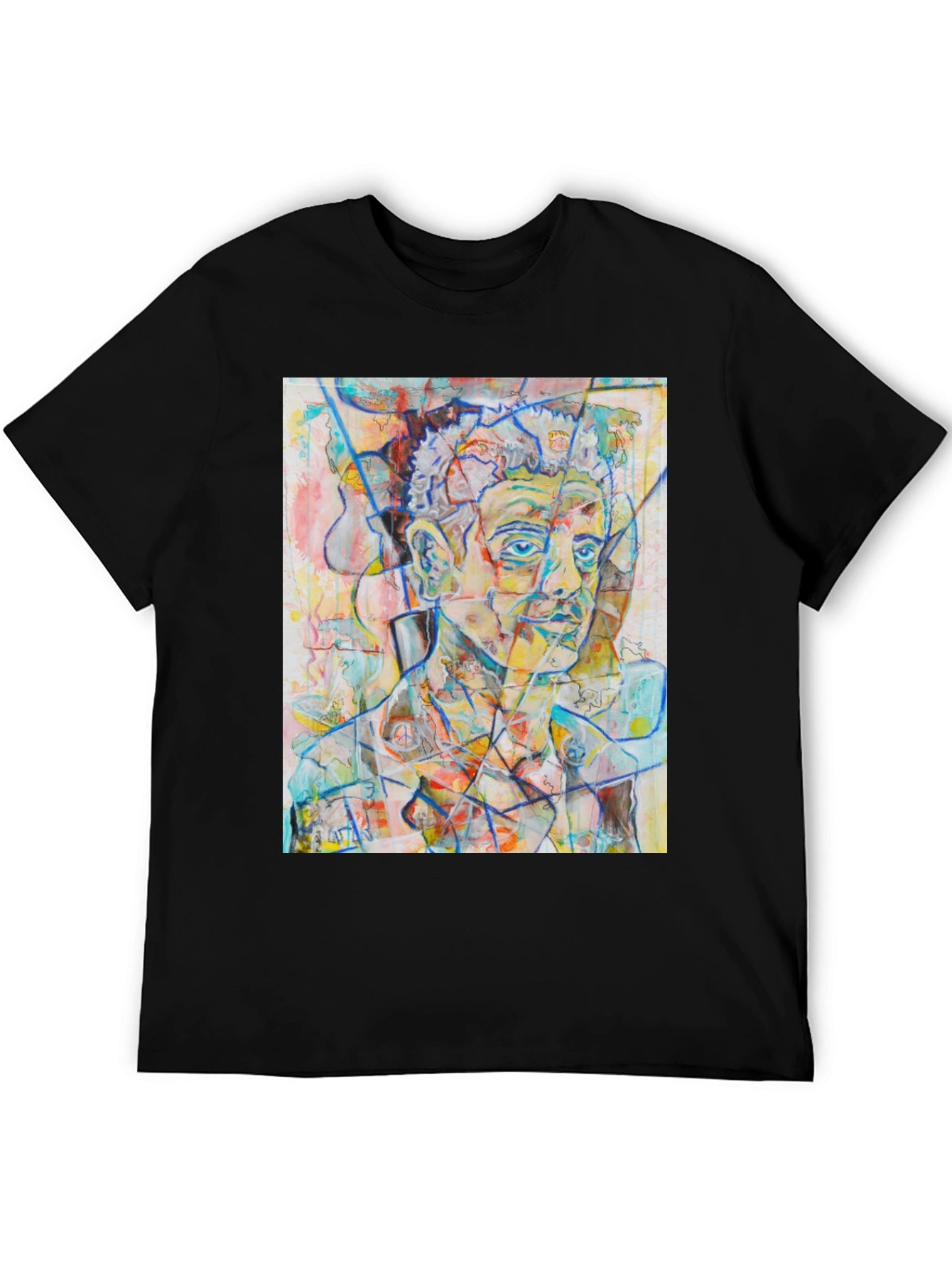 Abstract Portrait Graphic Tee - Mens Black T-Shirt