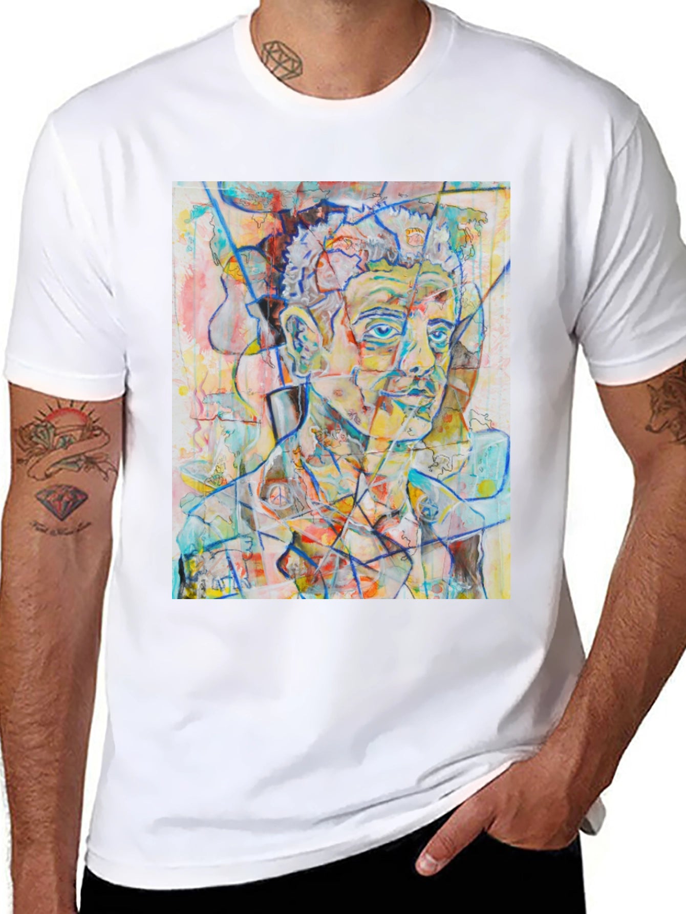 Abstract Portrait Graphic Tee - Mens Black T-Shirt