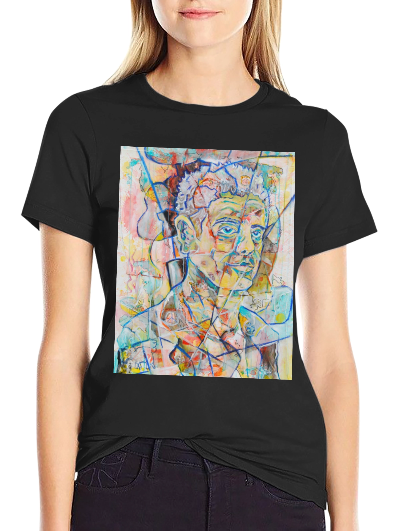 Abstract Portrait Graphic Tee - Mens Black T-Shirt