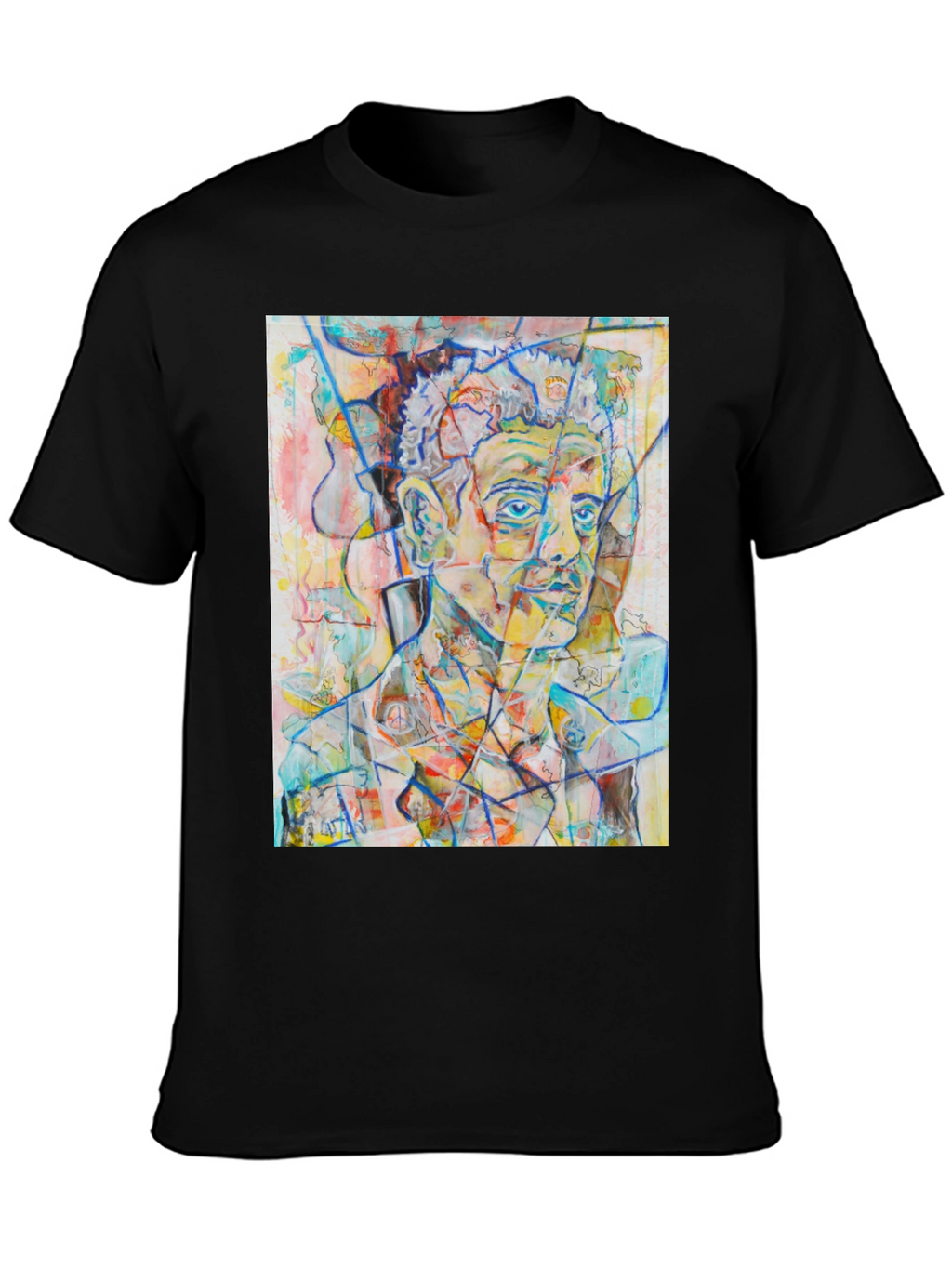 Abstract Portrait Graphic Tee - Mens Black T-Shirt