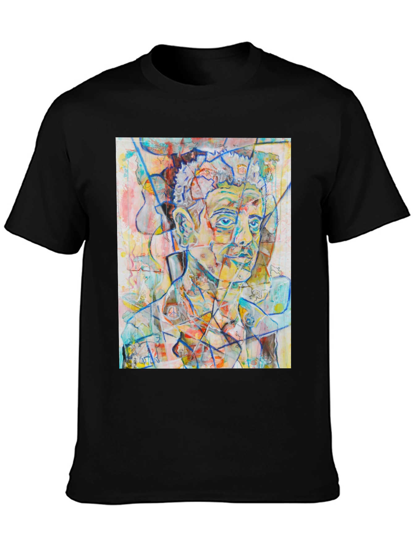 Abstract Portrait Graphic Tee - Mens Black T-Shirt