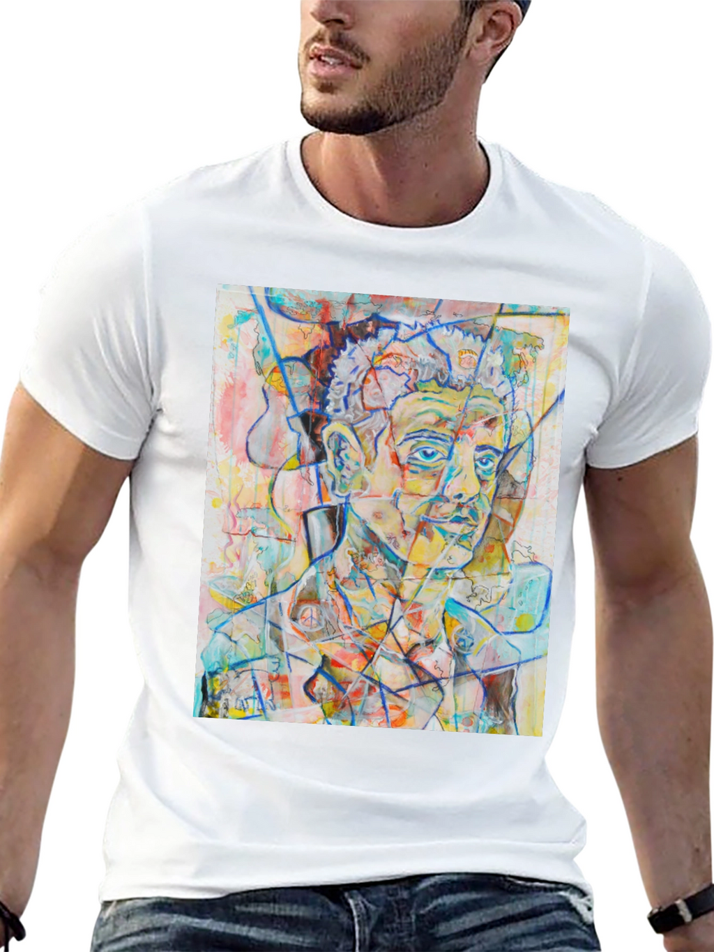 Abstract Portrait Graphic Tee - Mens Black T-Shirt