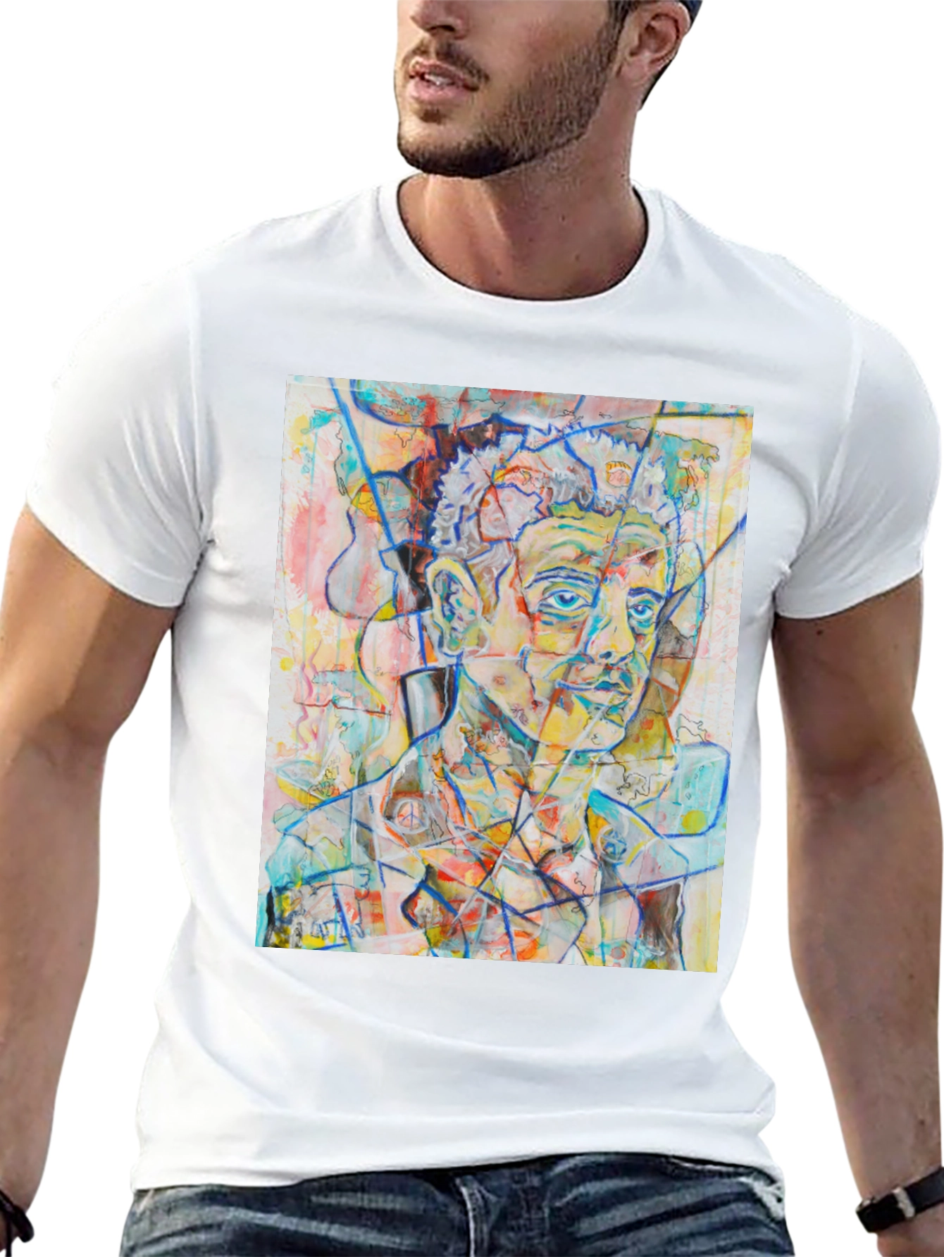 Abstract Portrait Graphic Tee - Mens Black T-Shirt