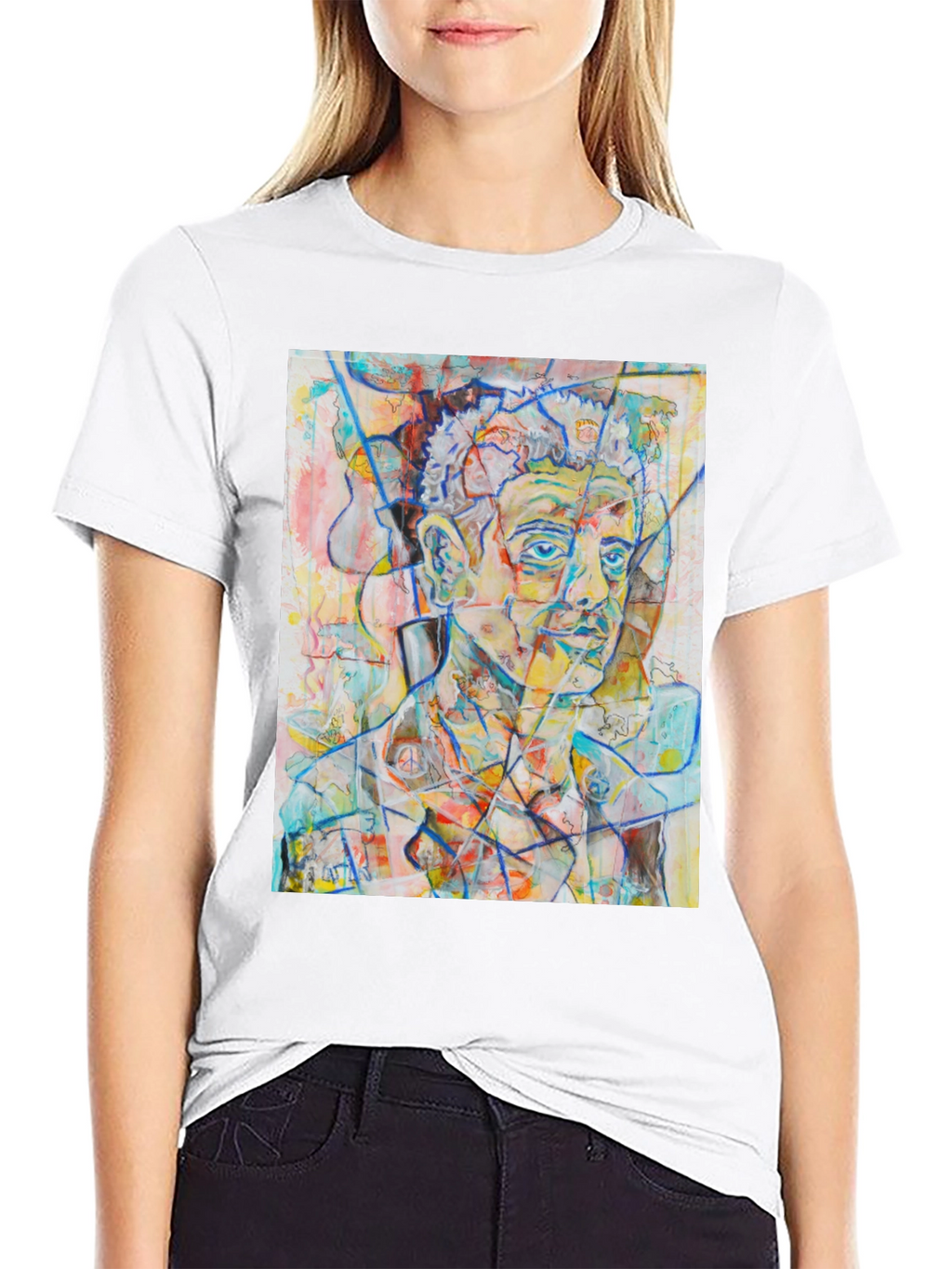 Abstract Portrait Graphic Tee - Mens Black T-Shirt