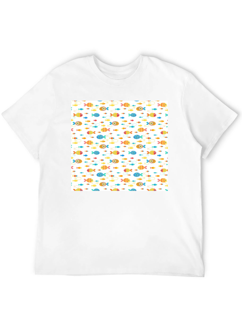 Fun Fish Pattern Black T-Shirt
