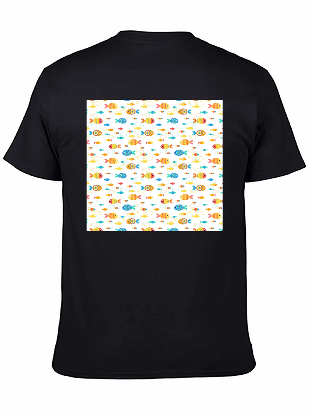 Fun Fish Pattern Black T-Shirt