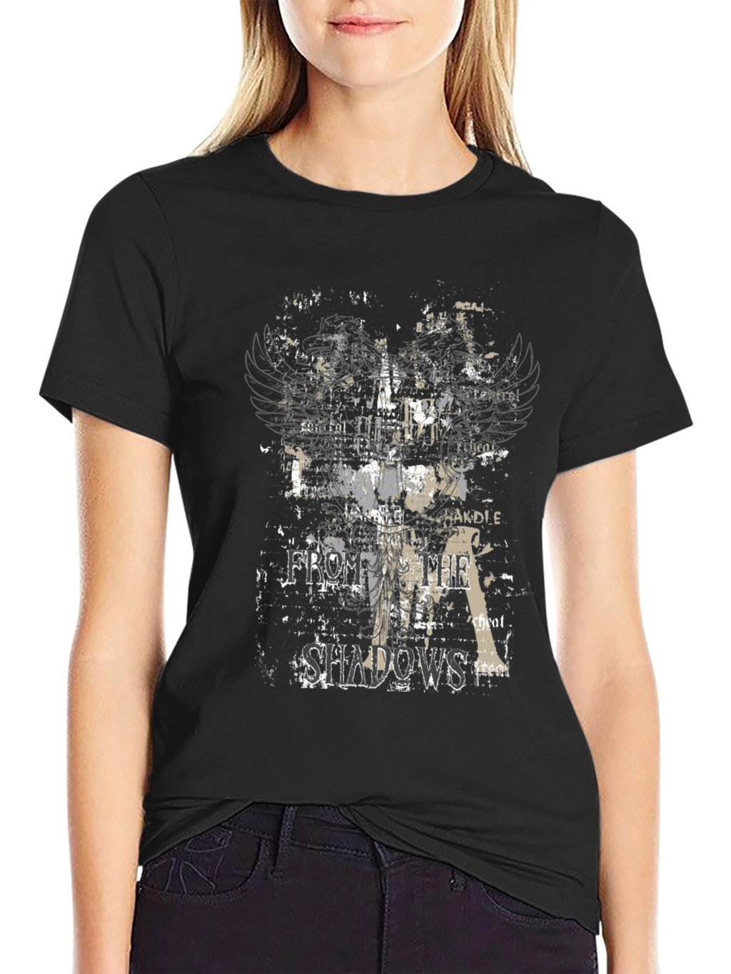 Shadows Graphic Tee - Cool Black T-Shirt