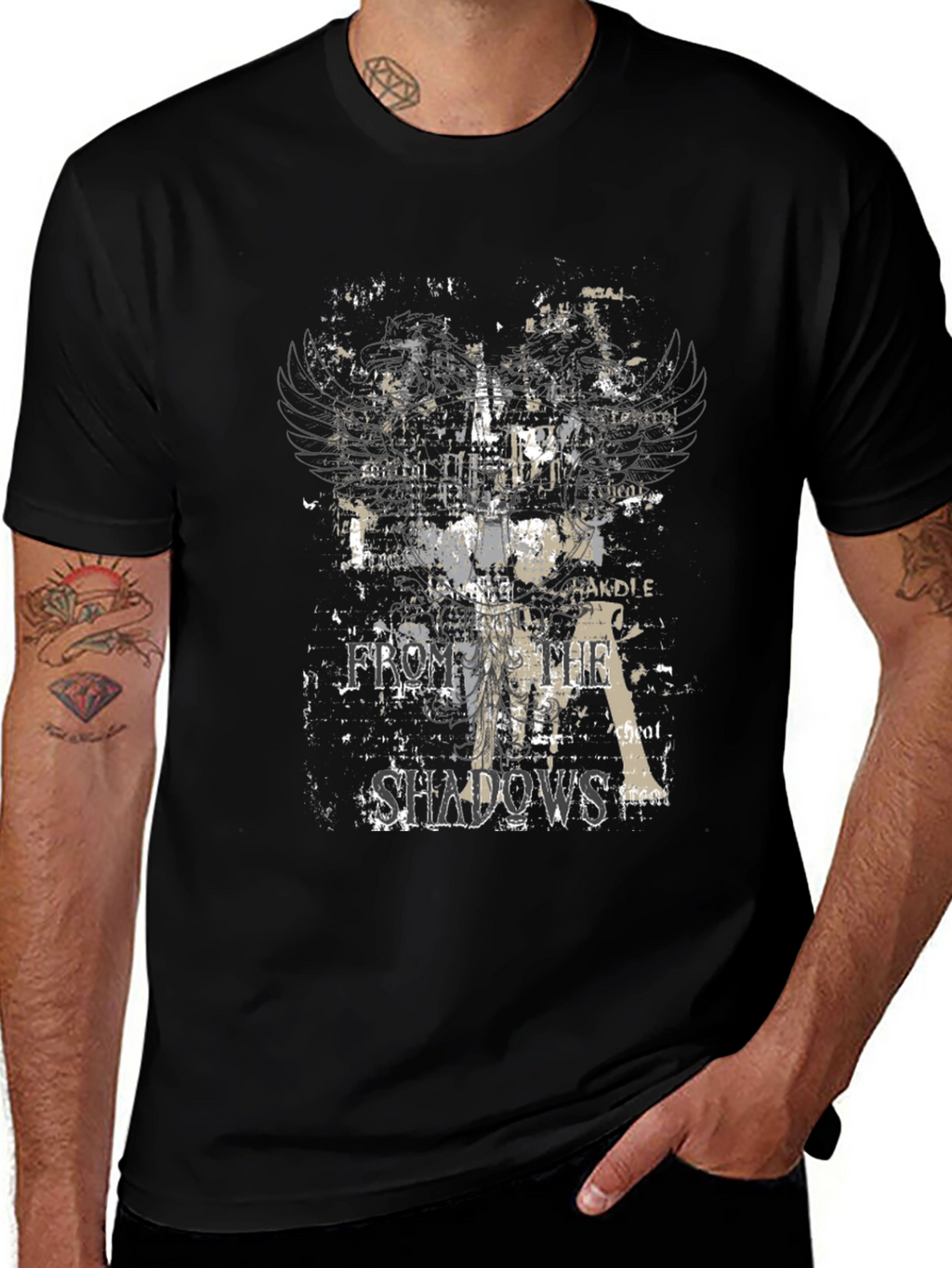 Shadows Graphic Tee - Cool Black T-Shirt