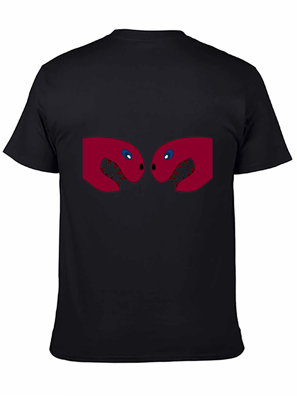 Black T-Shirt with Two Red Monster Heads Graphic