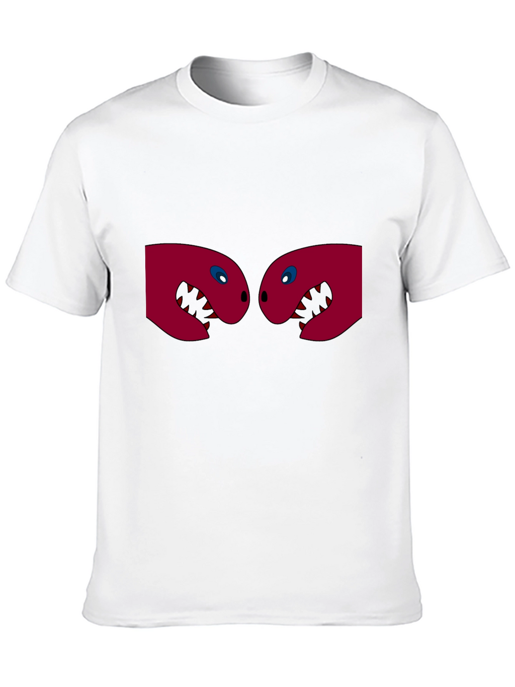 Black T-Shirt with Two Red Monster Heads Graphic