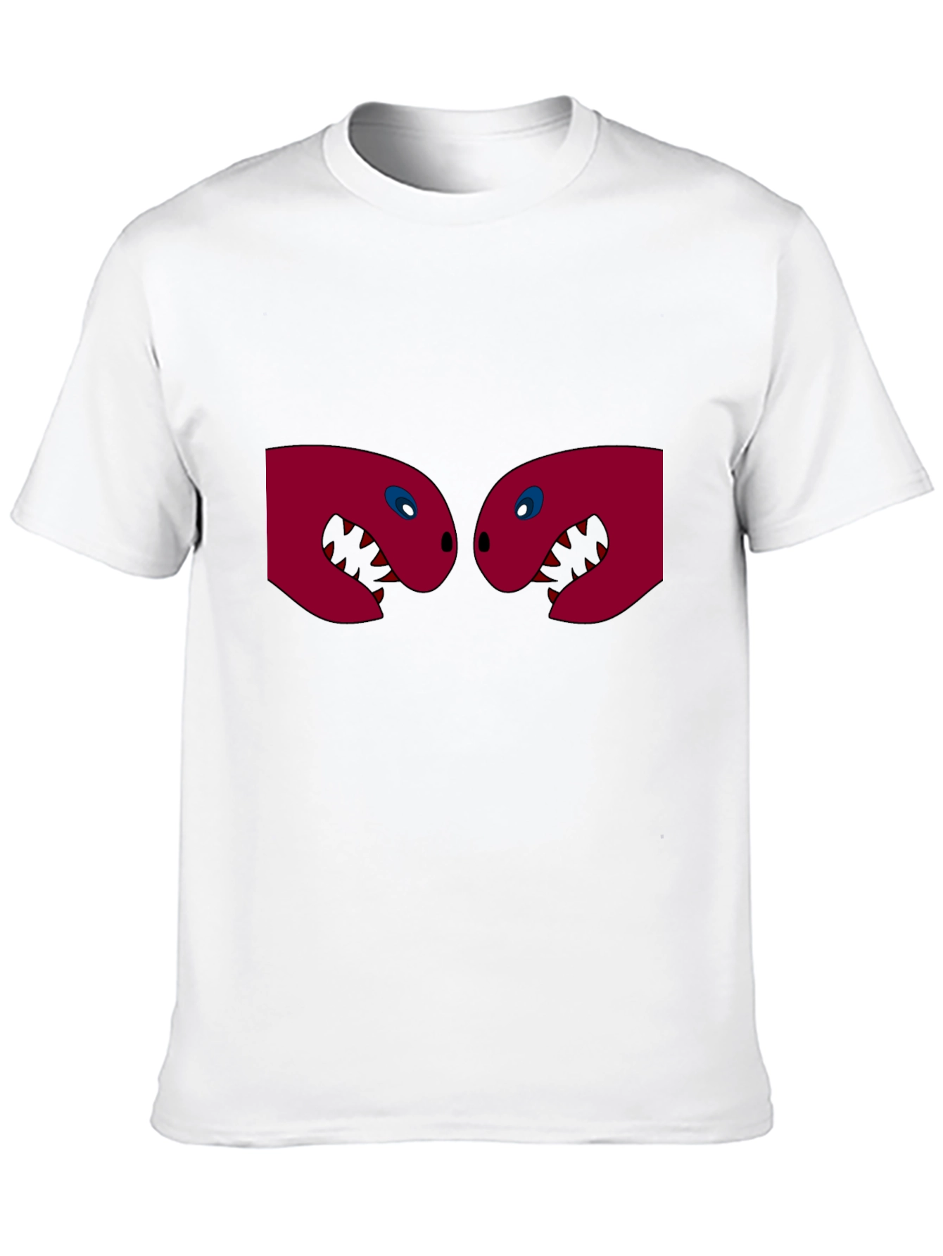 Black T-Shirt with Two Red Monster Heads Graphic