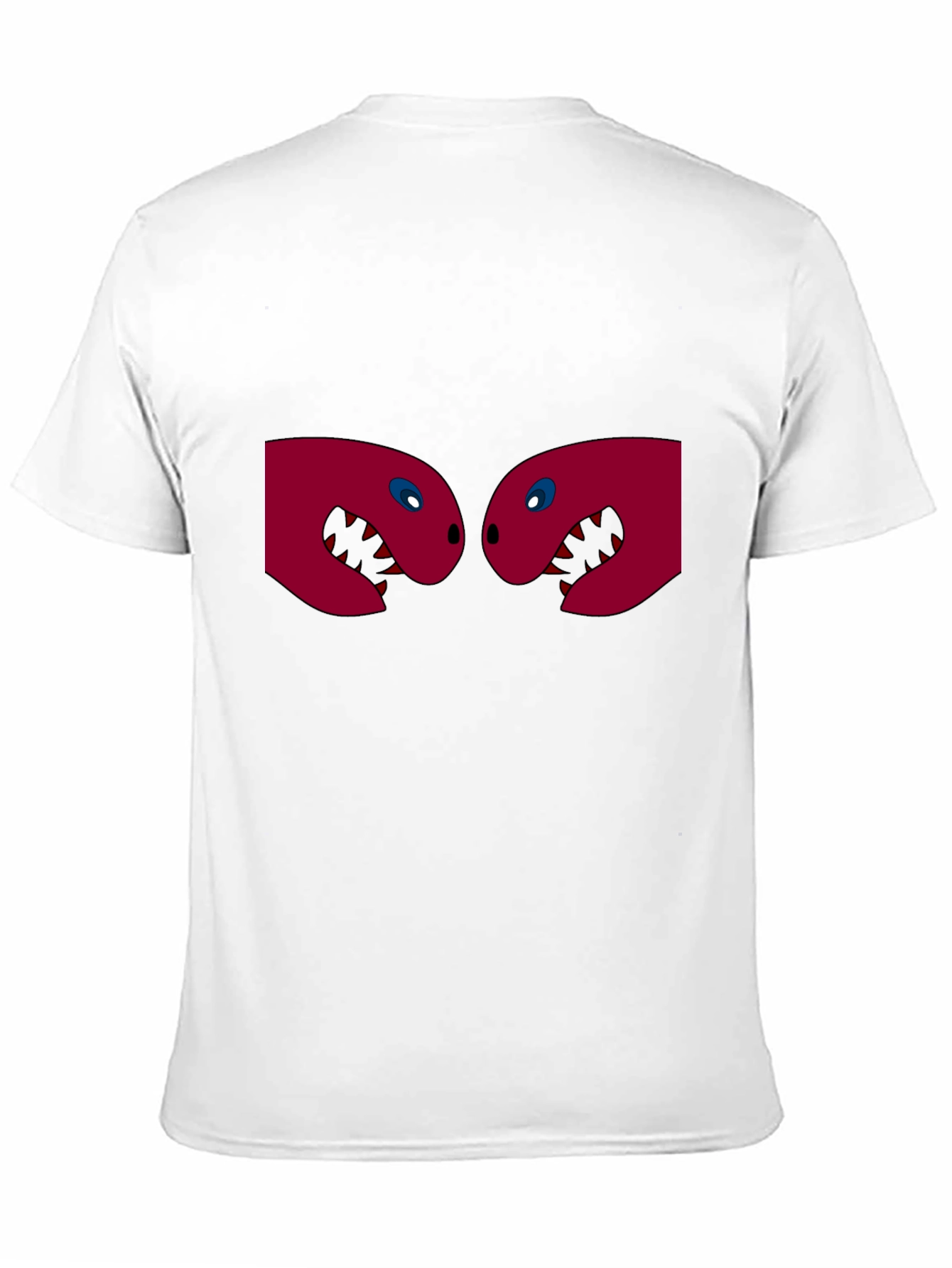 Black T-Shirt with Two Red Monster Heads Graphic